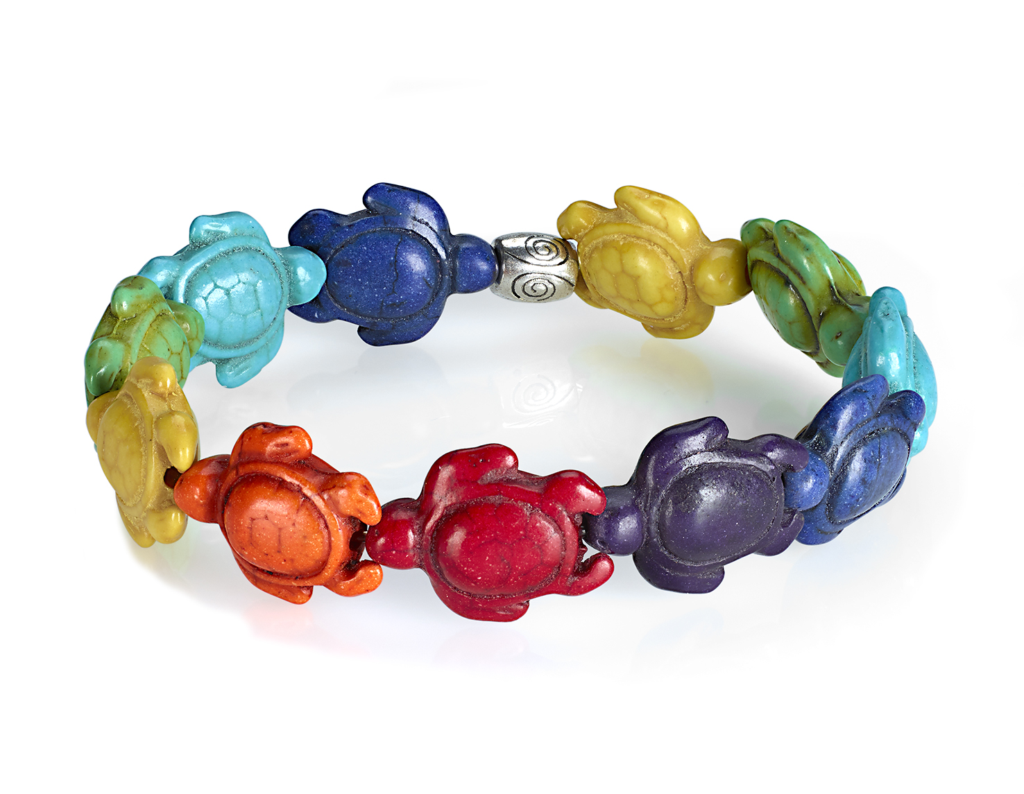 Rainbow turquoise stone save the sea turtle bracelet
