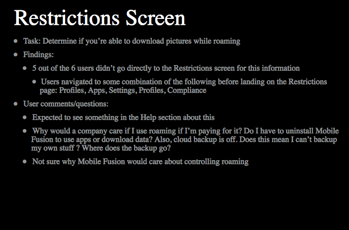 Usability report sample