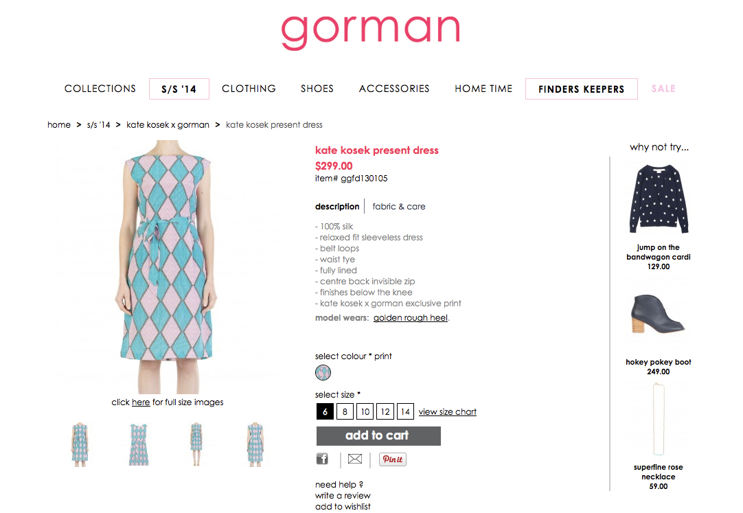 GORMAN X KATE KOSEK: PRESENT DRESS