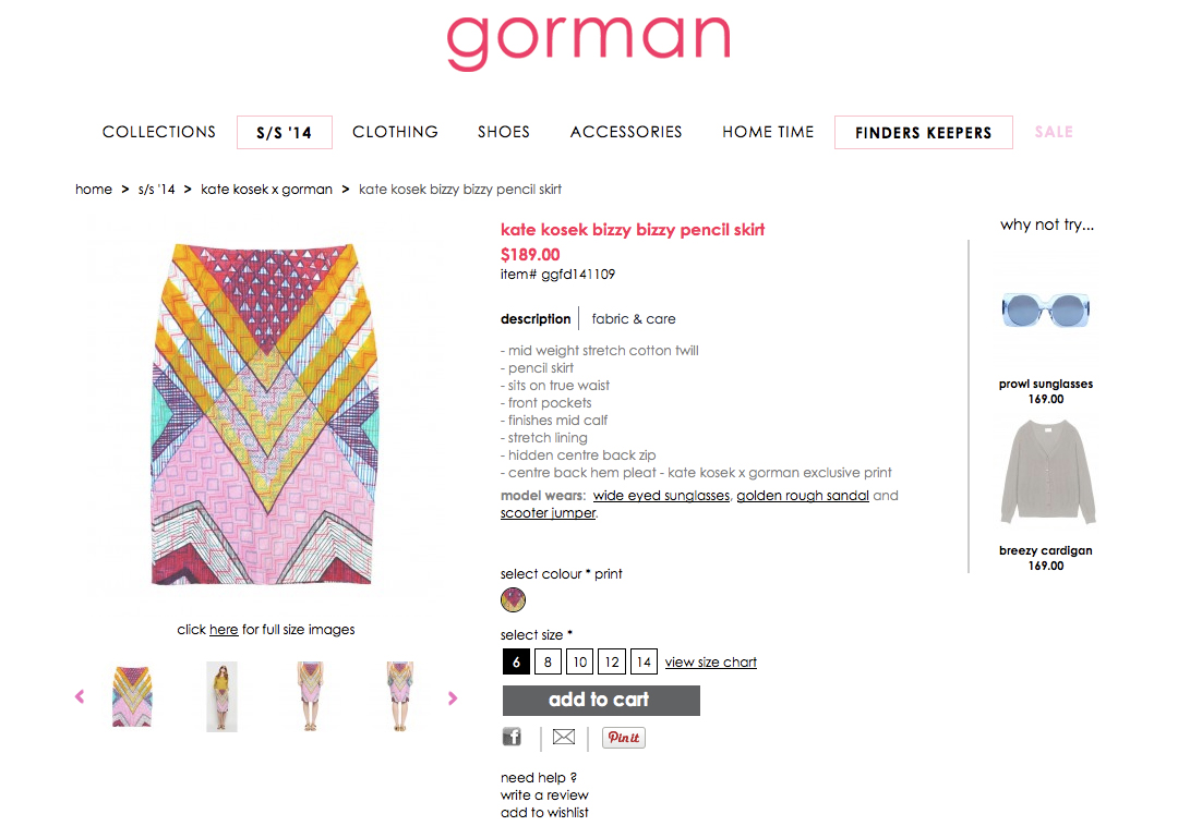 GORMAN X KATE KOSEK: BIZZY BIZZY PENCIL SKIRT