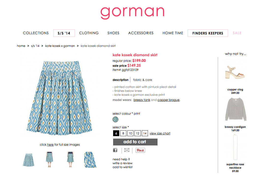 GORMAN X KATE KOSEK: DIAMOND SKIRT