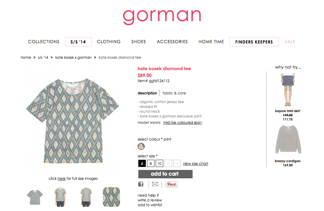 GORMAN X KATE KOSEK: DIAMOND TEE