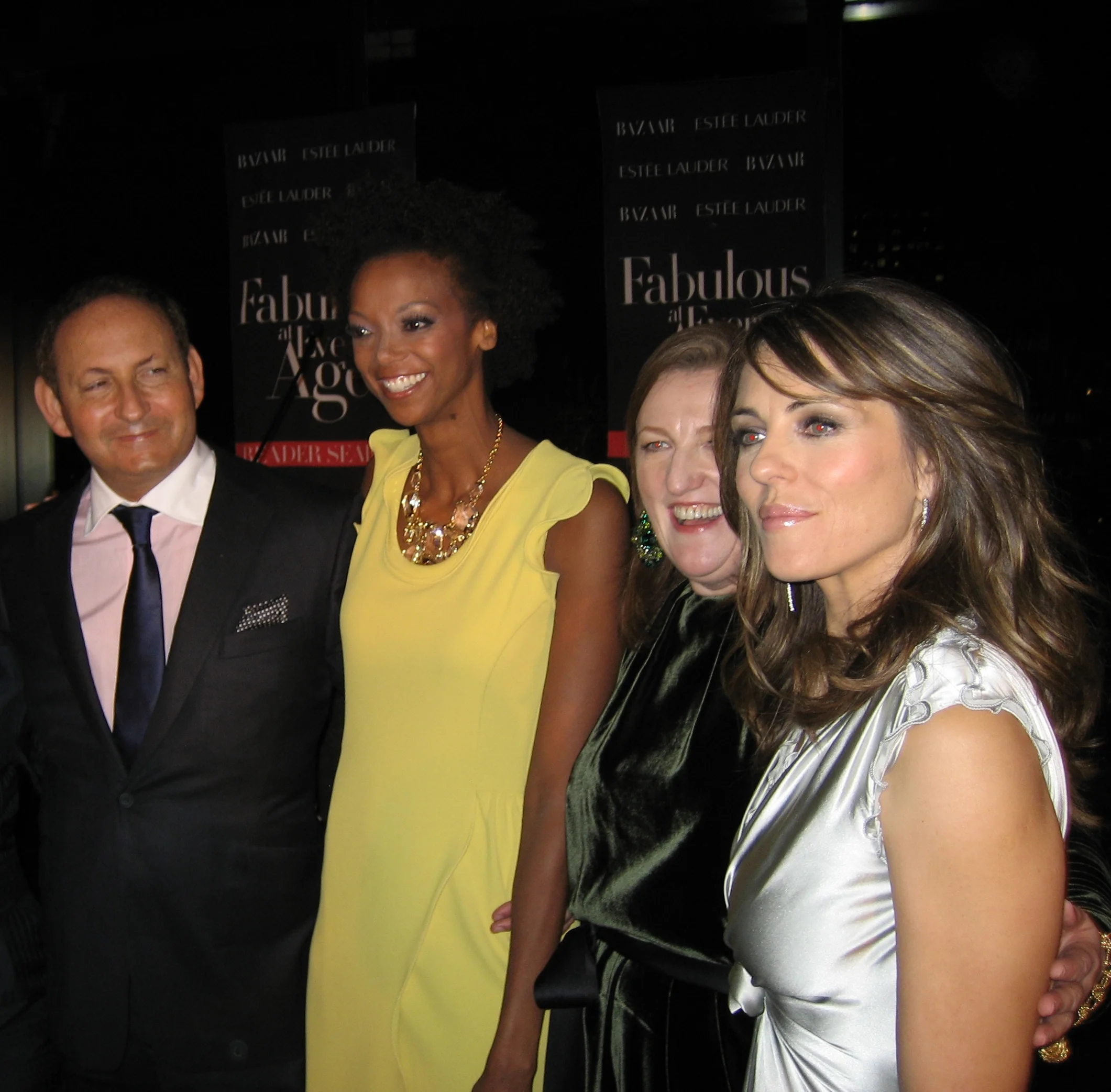 Trinette with John Demsey, Executive Group President, The Estee Lauder Companies, Glenda Bailey, Editor in chief, Harper's Bazaar and actress Elizabeth Hurley.