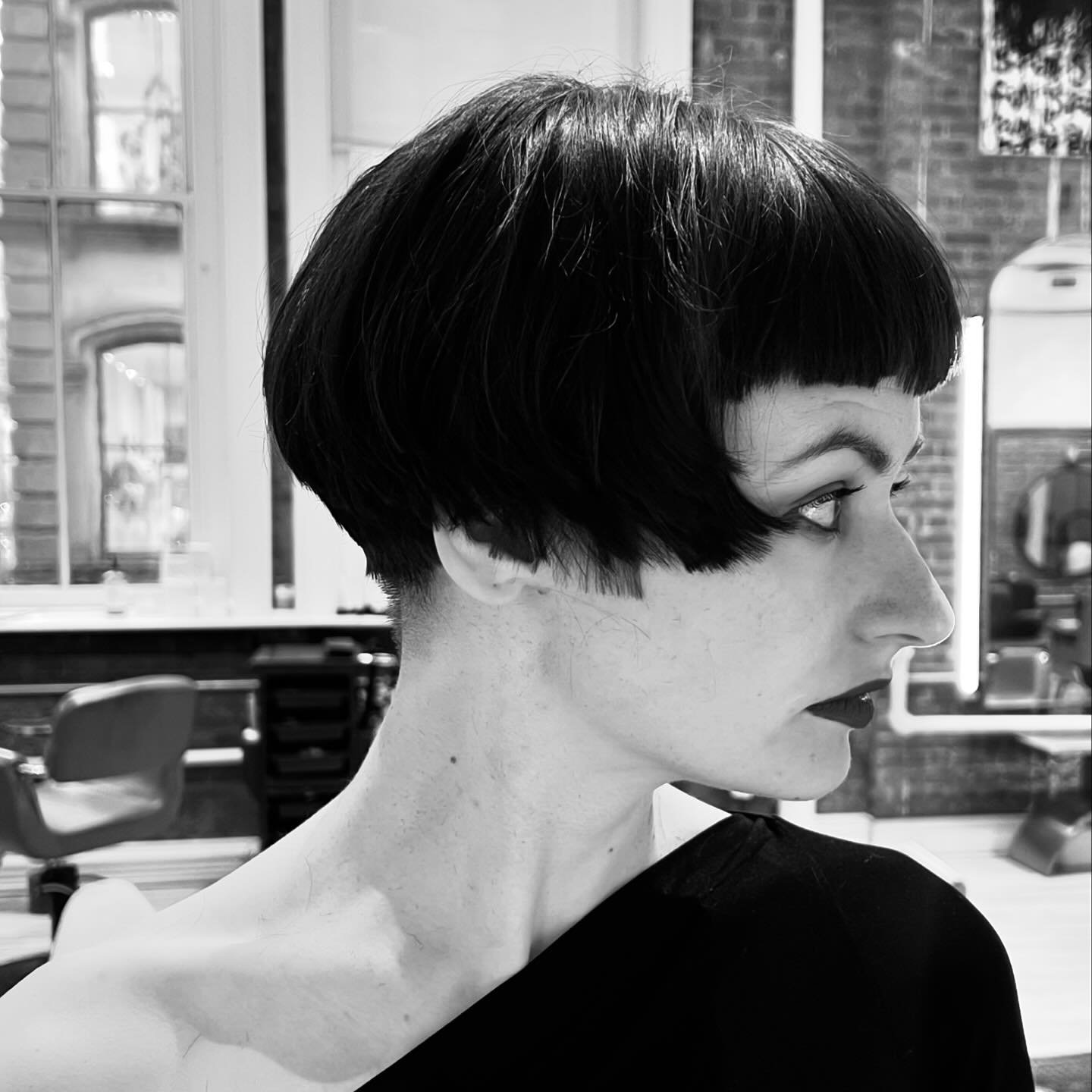 Love cutting graffic lines on a haircut especially when it&rsquo;s on a creative and very talented designer who knows how to wear it @fernnewyork @madame_fern