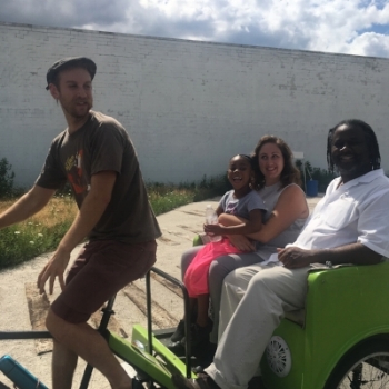 Some of my favorite people taking a pedicab ride during the event on Saturday! 