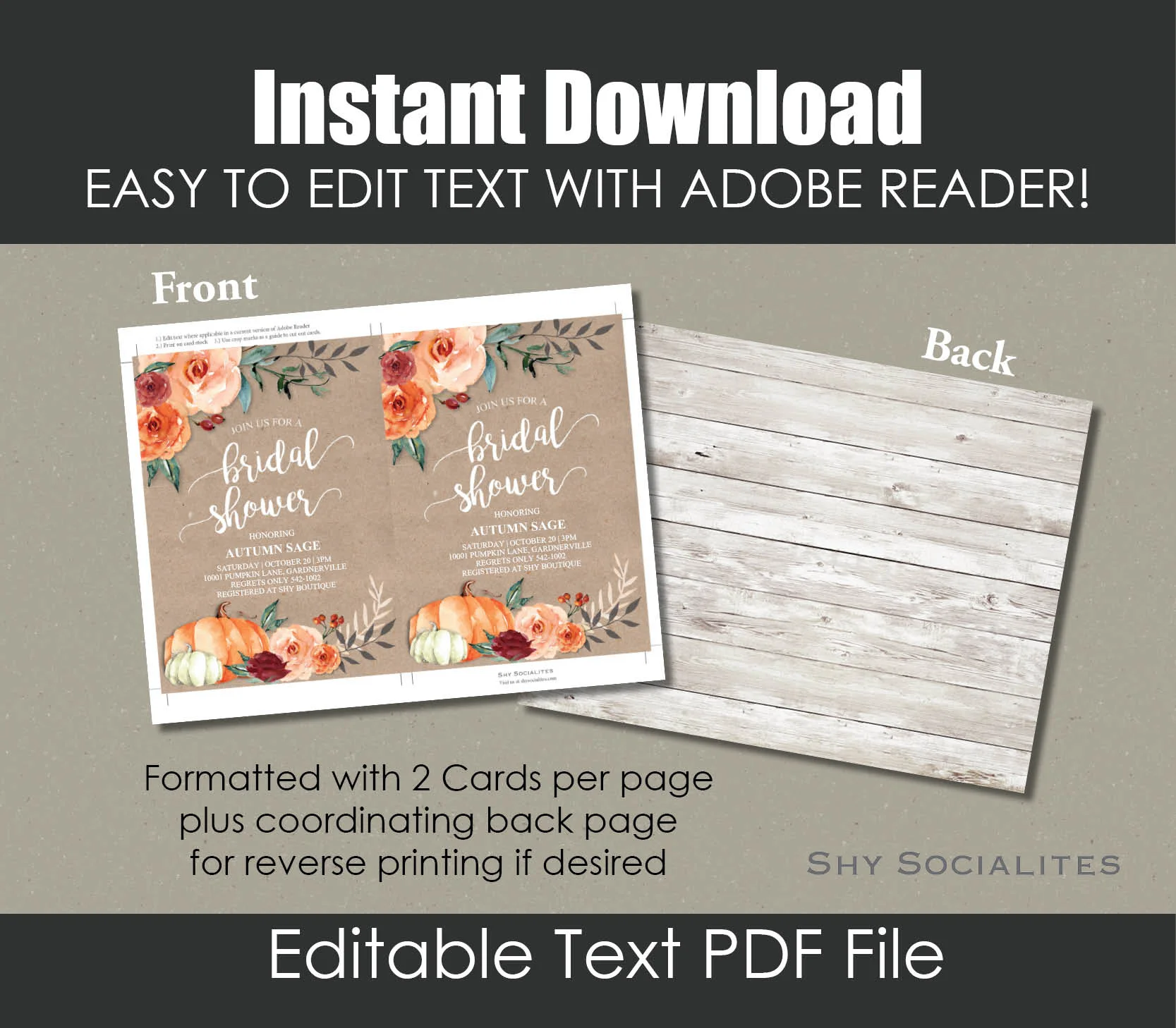 Print at home Pumpkin Invitations