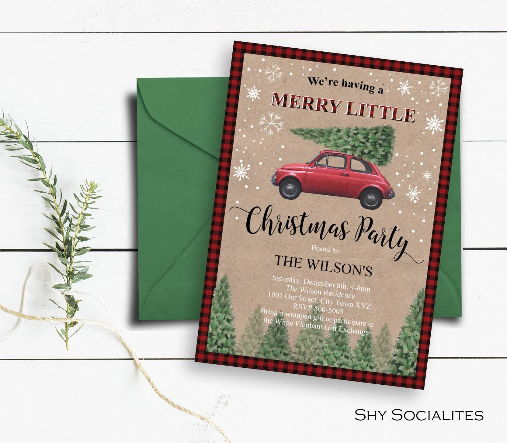 Christmas Tree on car Invitation