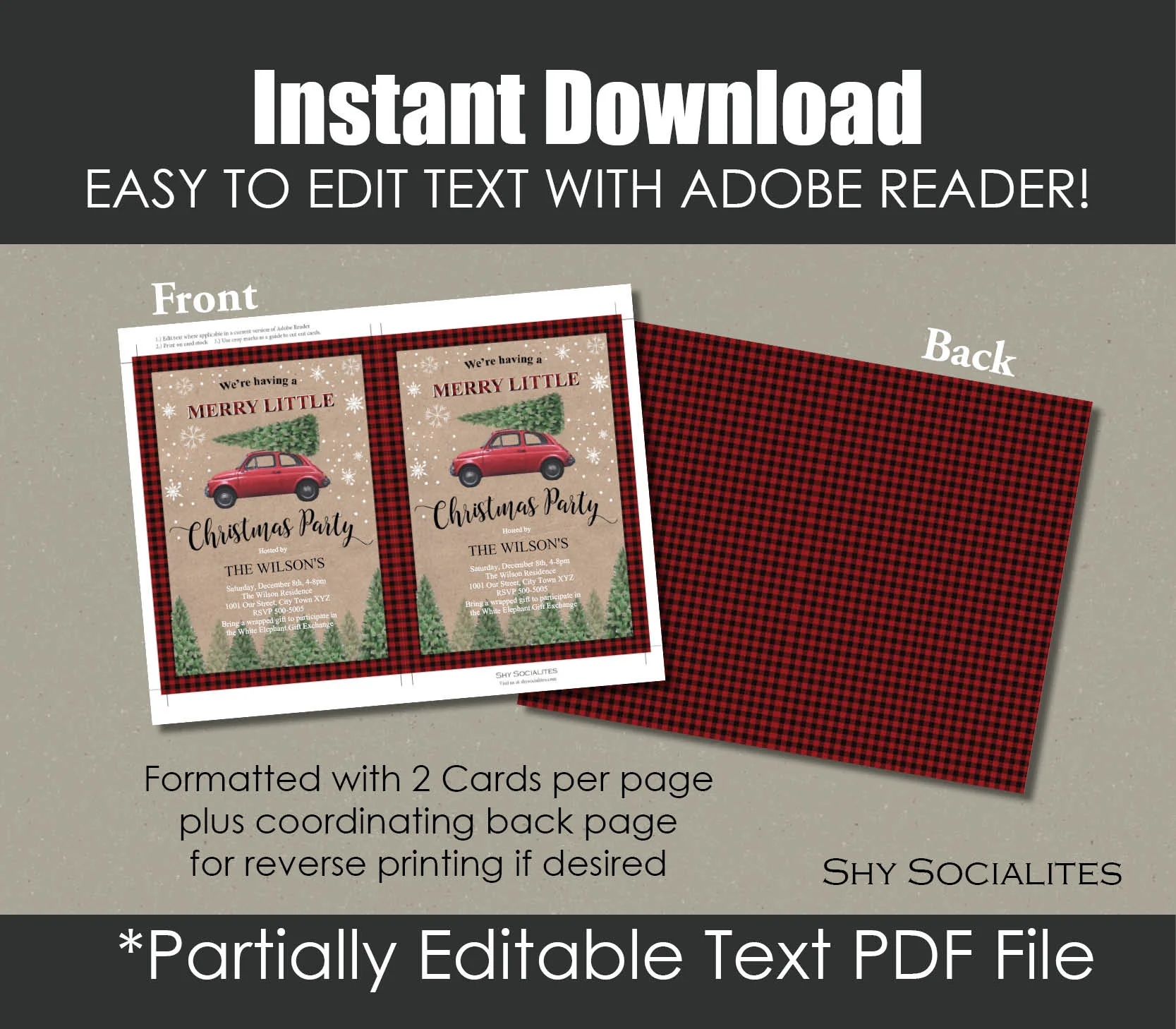 Editable Template Invitation Christmas
