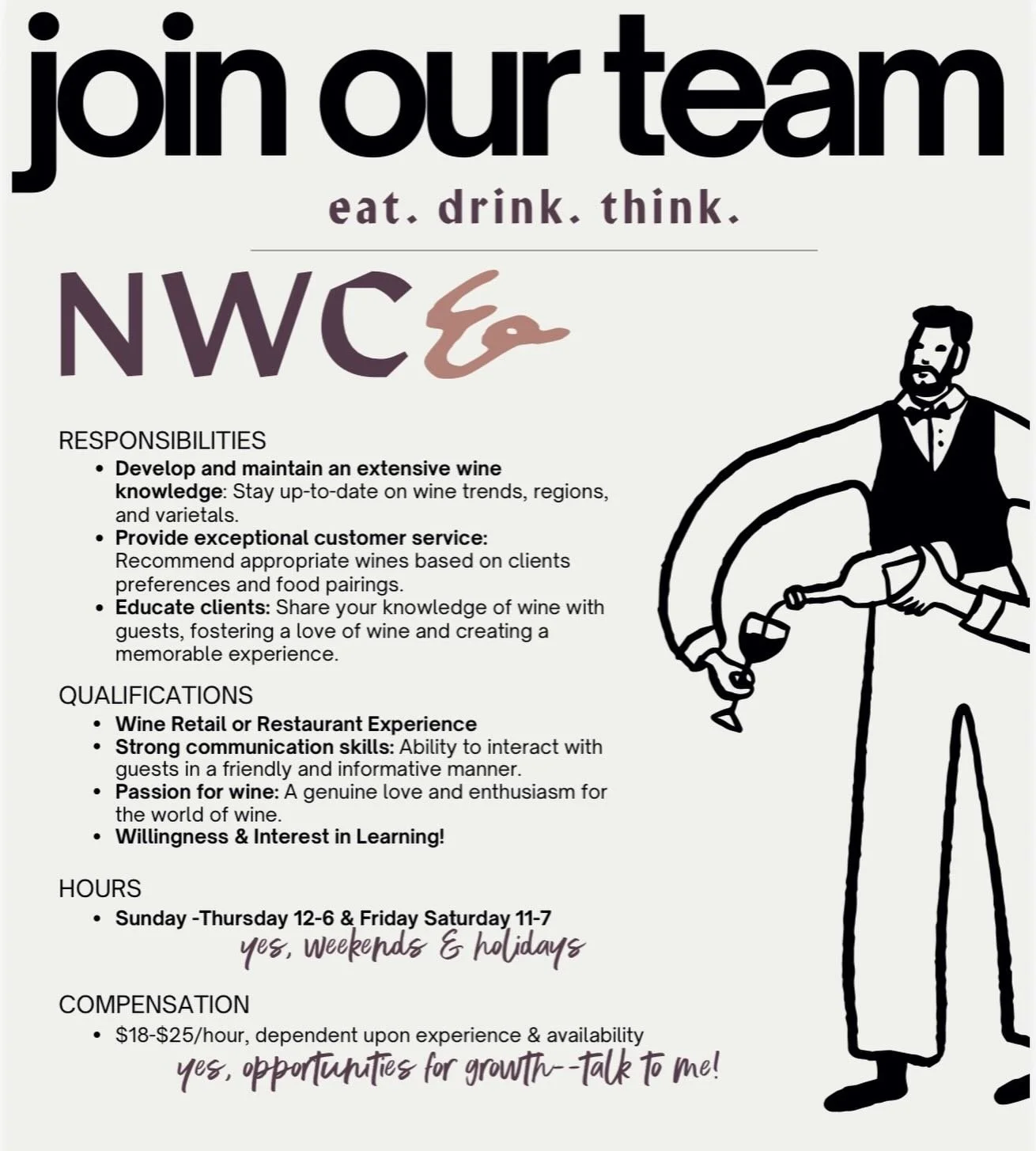 email maria@newportwinecellar.com or message us for more details, and if you know anyone who would be interested&mdash;send this to them! #hiringinrhodeisland