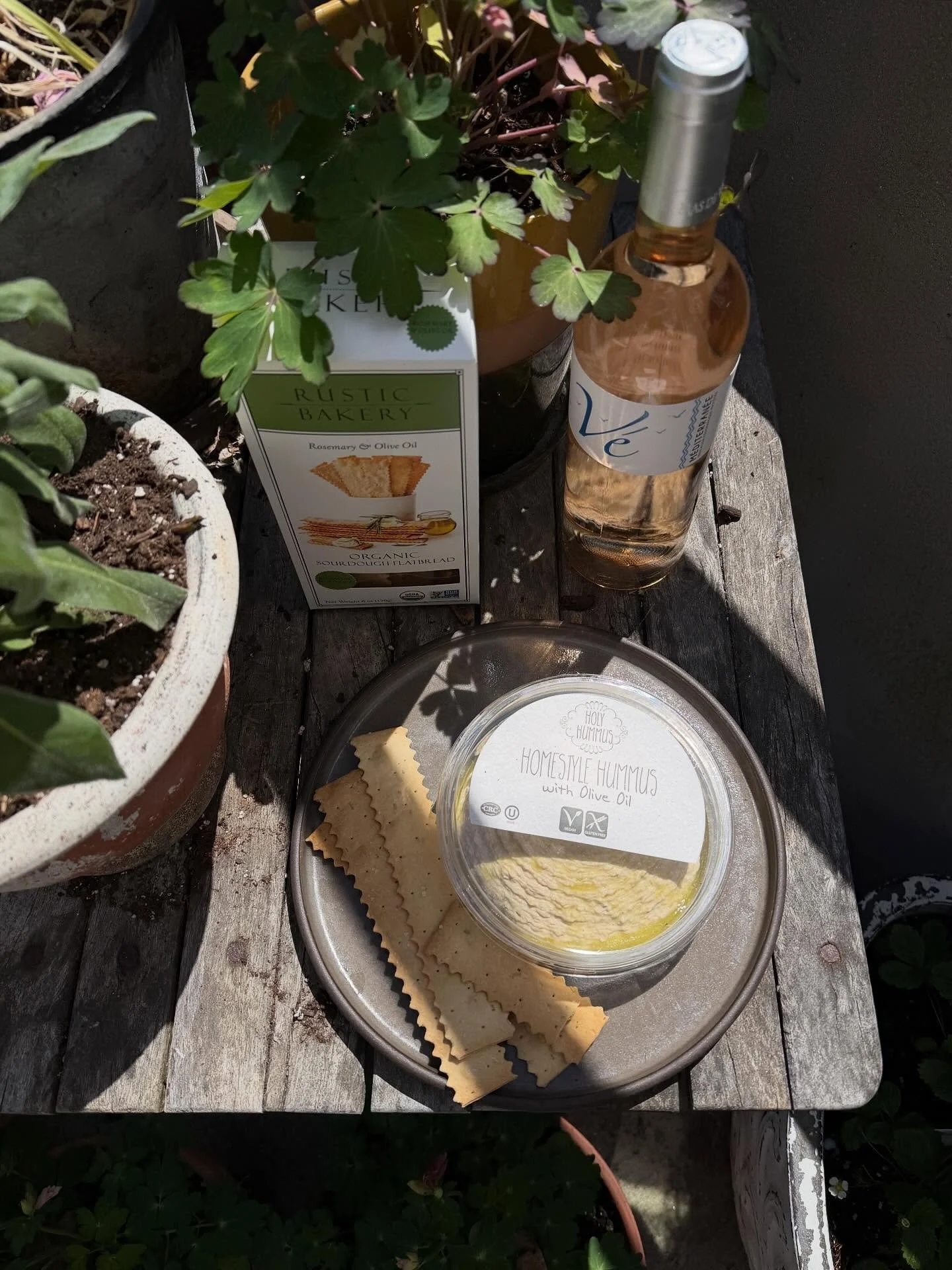 sunshine hallejuah, wine hallelujah, @rusticbakery hallejuah, @holyhummus hallejuah, snack time hallejuah!