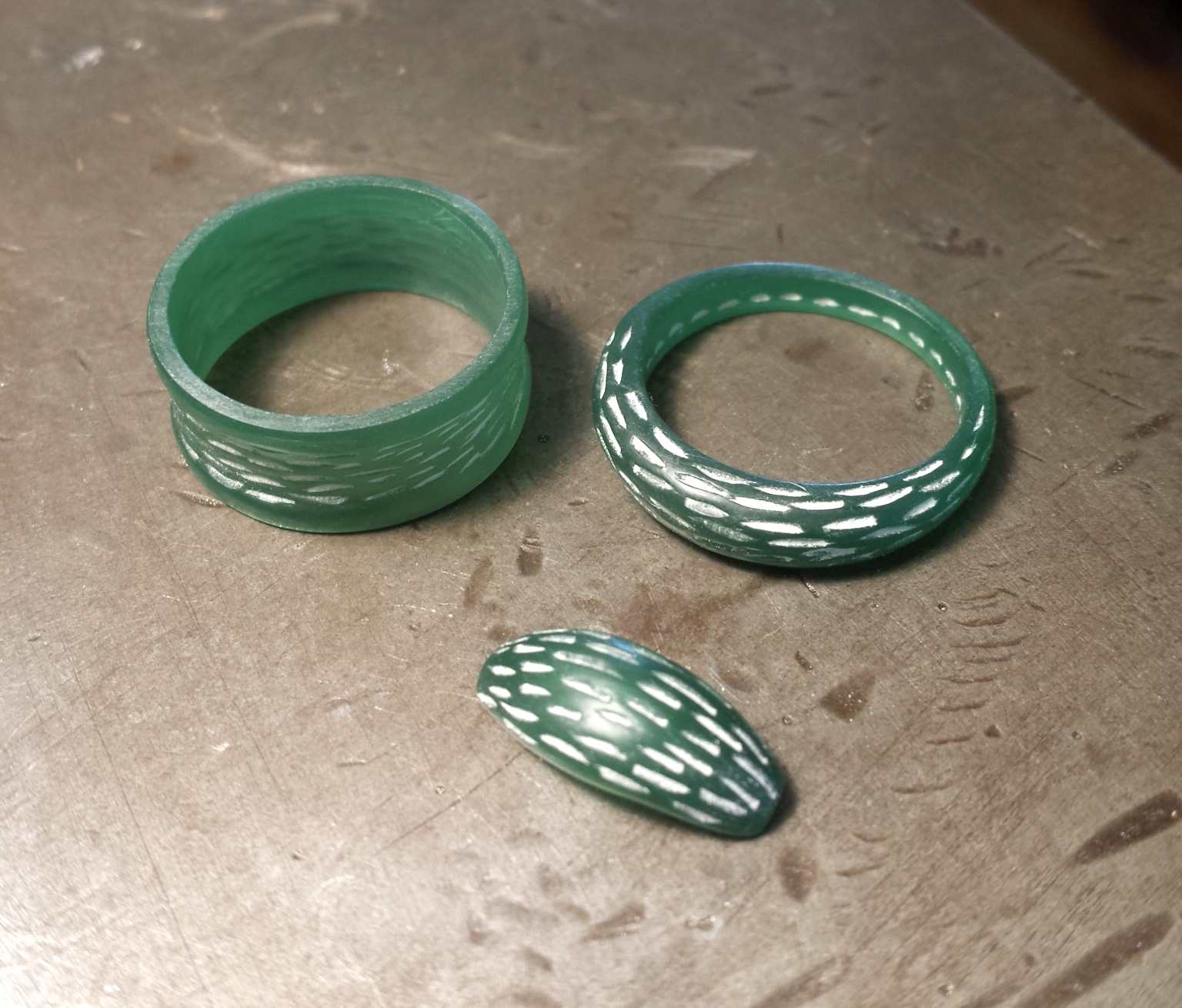 Two rings and one earring part I carved today