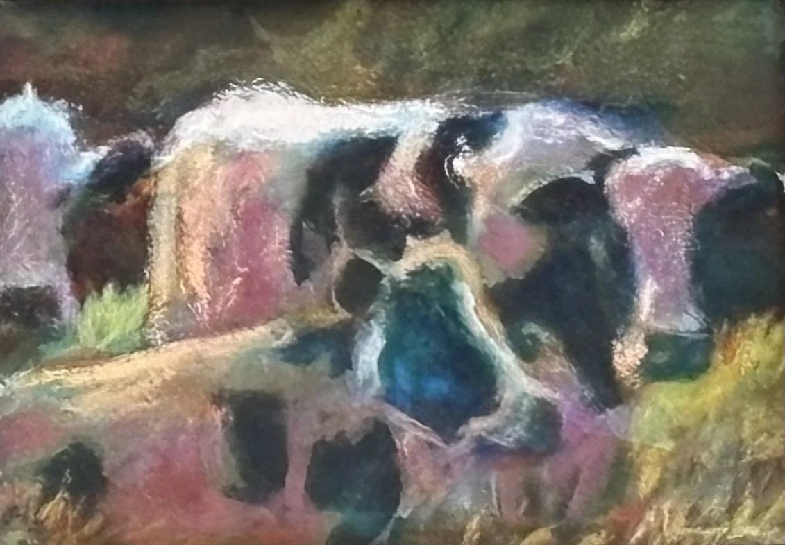 "Black and White and Green" original acrylic, 5"x7", $500.00-SOLD