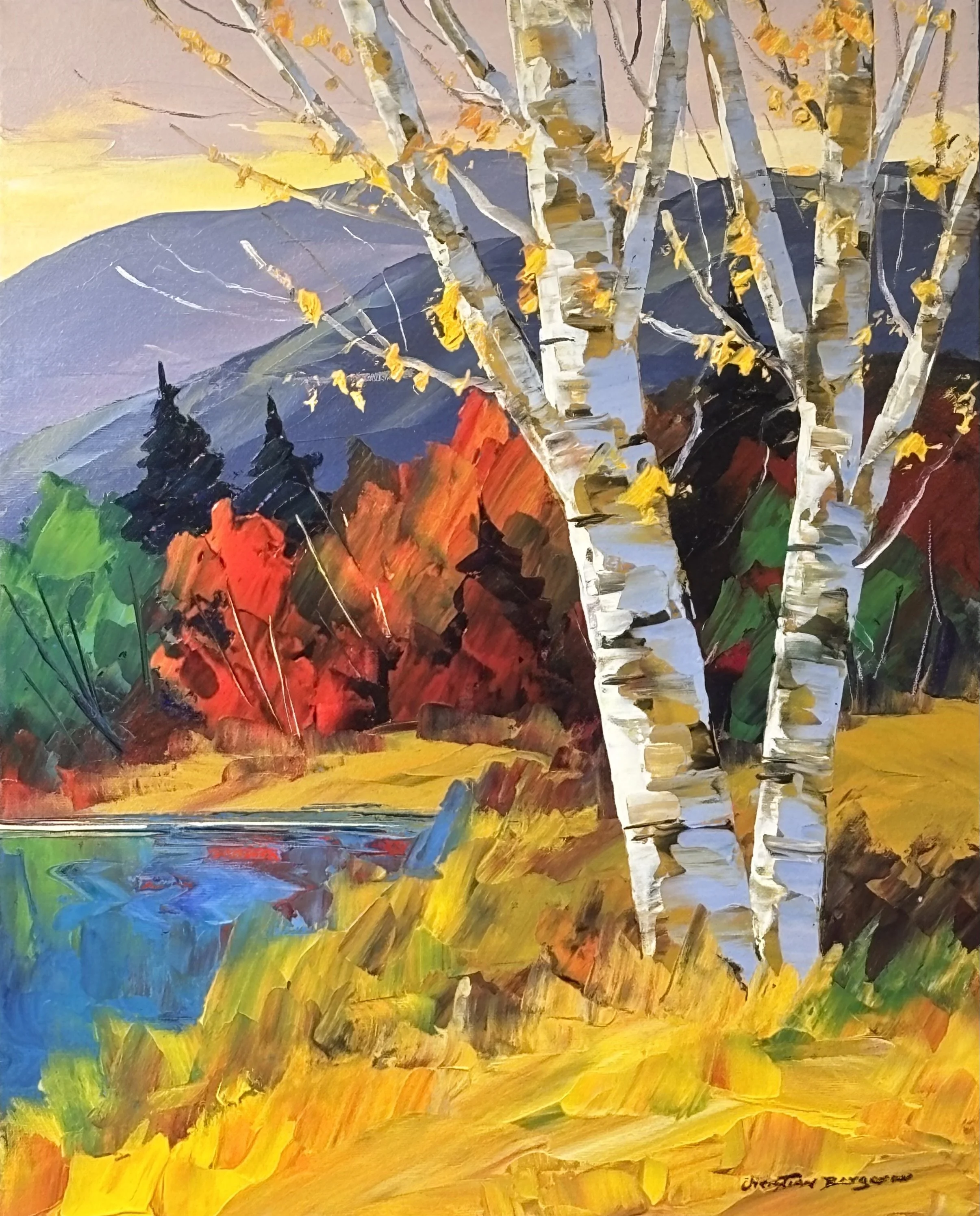"Birch in Fall" original acrylic, 16"x20" $1750.00-SOLD