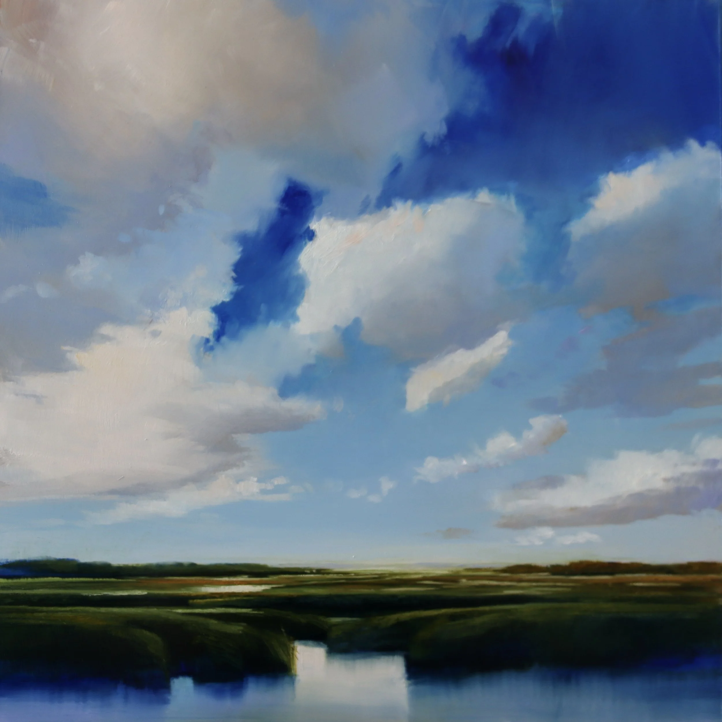 "Into the Blue" original oil on aluminum, 12"x12" $1200.00