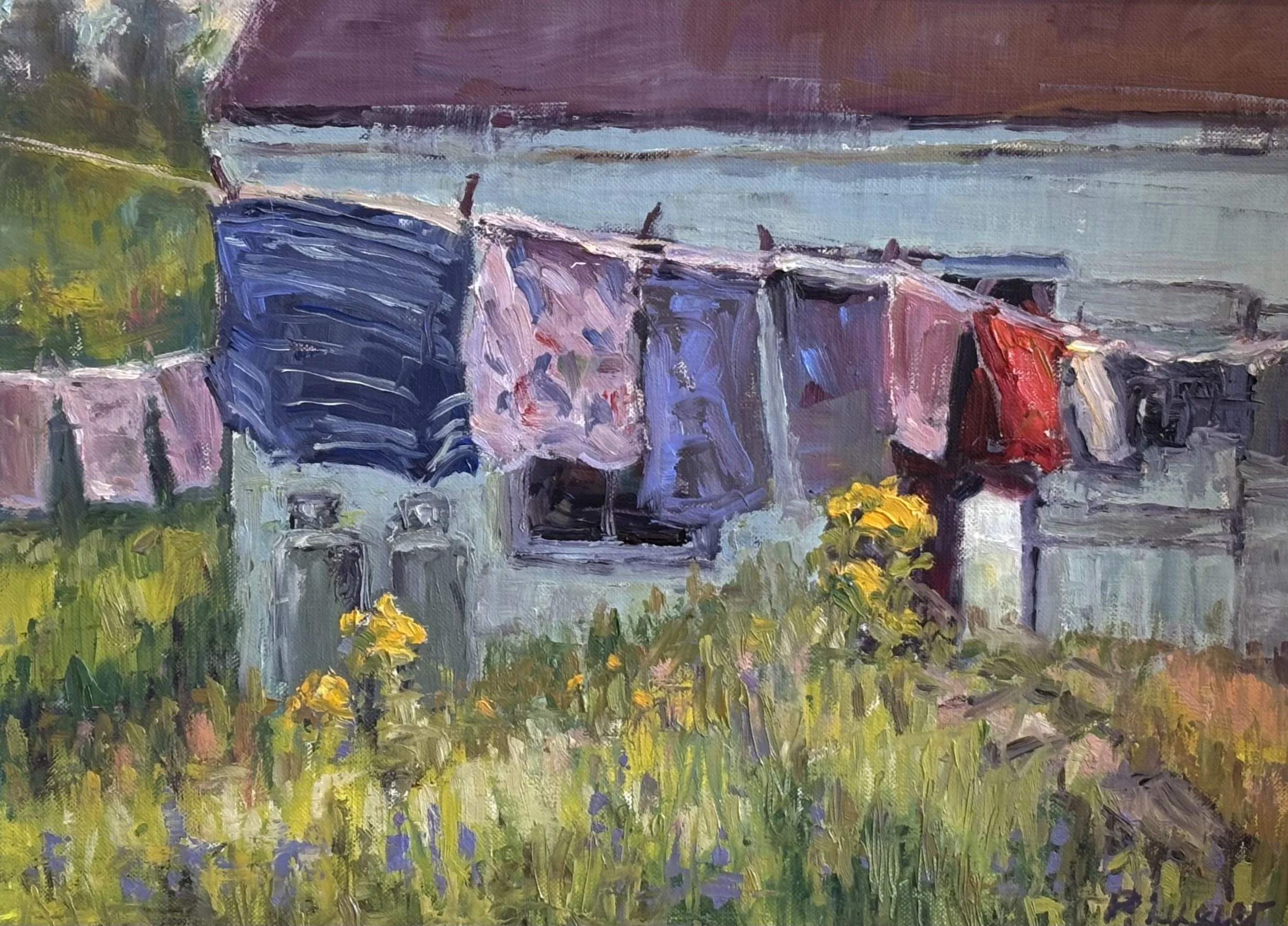 "Summer Laundry" original oil, 9"x12", $750.00