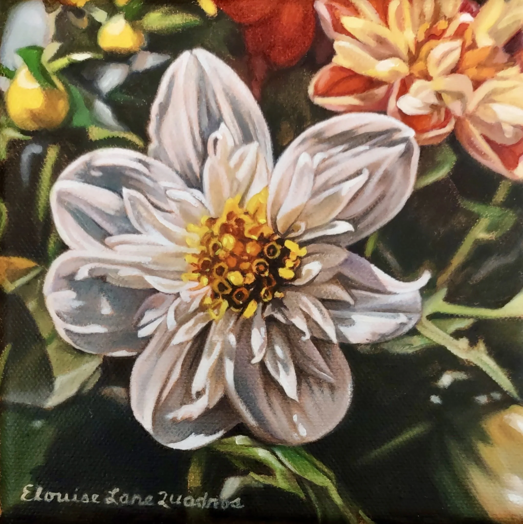 "Petite Fleur" original oil, 6"x6", $385.00
