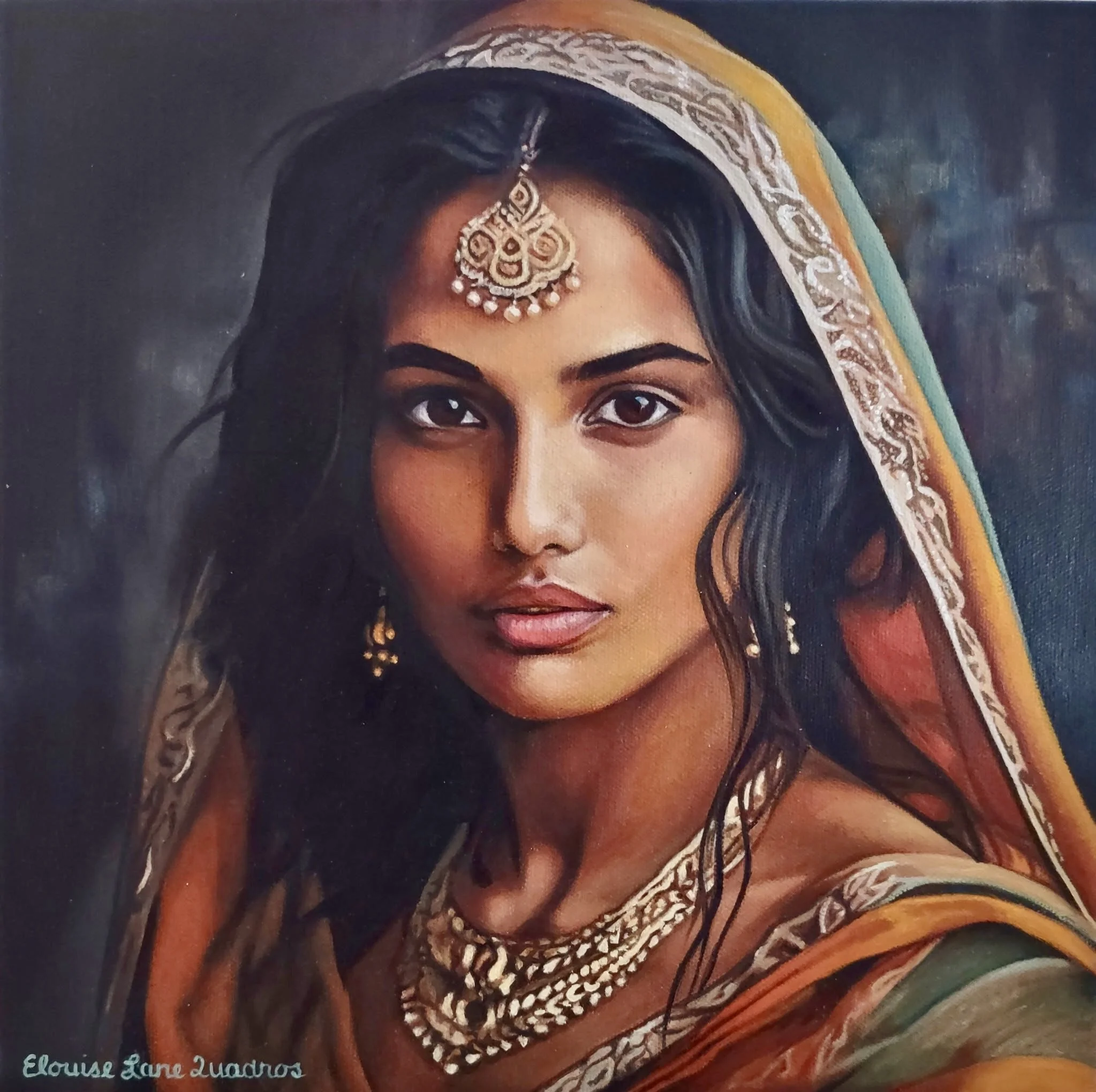 "Indian Beauty" original oil, "12"x12", $1250.00