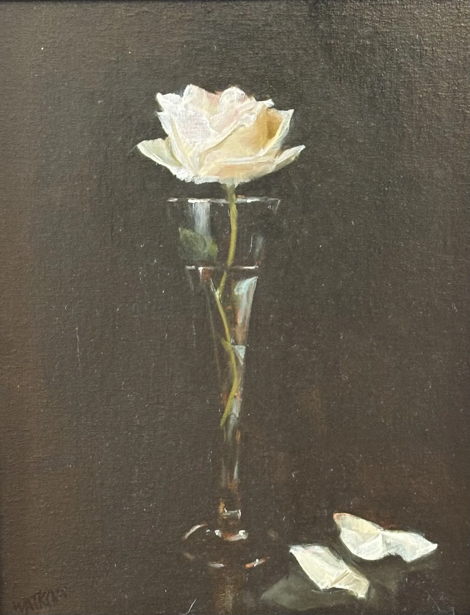 "White Rose" original oil, outside dimensions  19"x16", $1000.00-SOLD