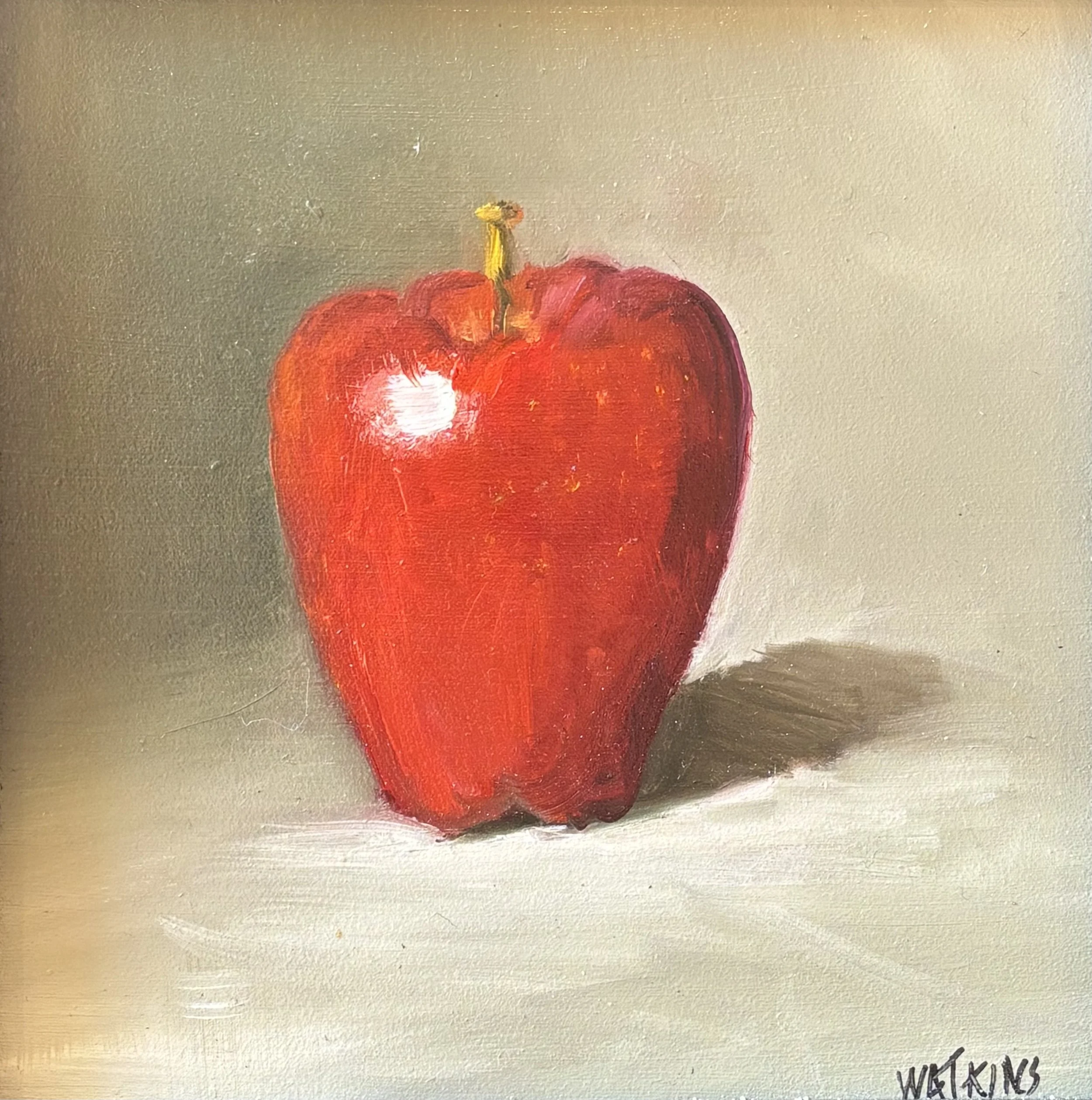 "Apple", original oil, outside dimensions 11"x11", $230.00-SOLD