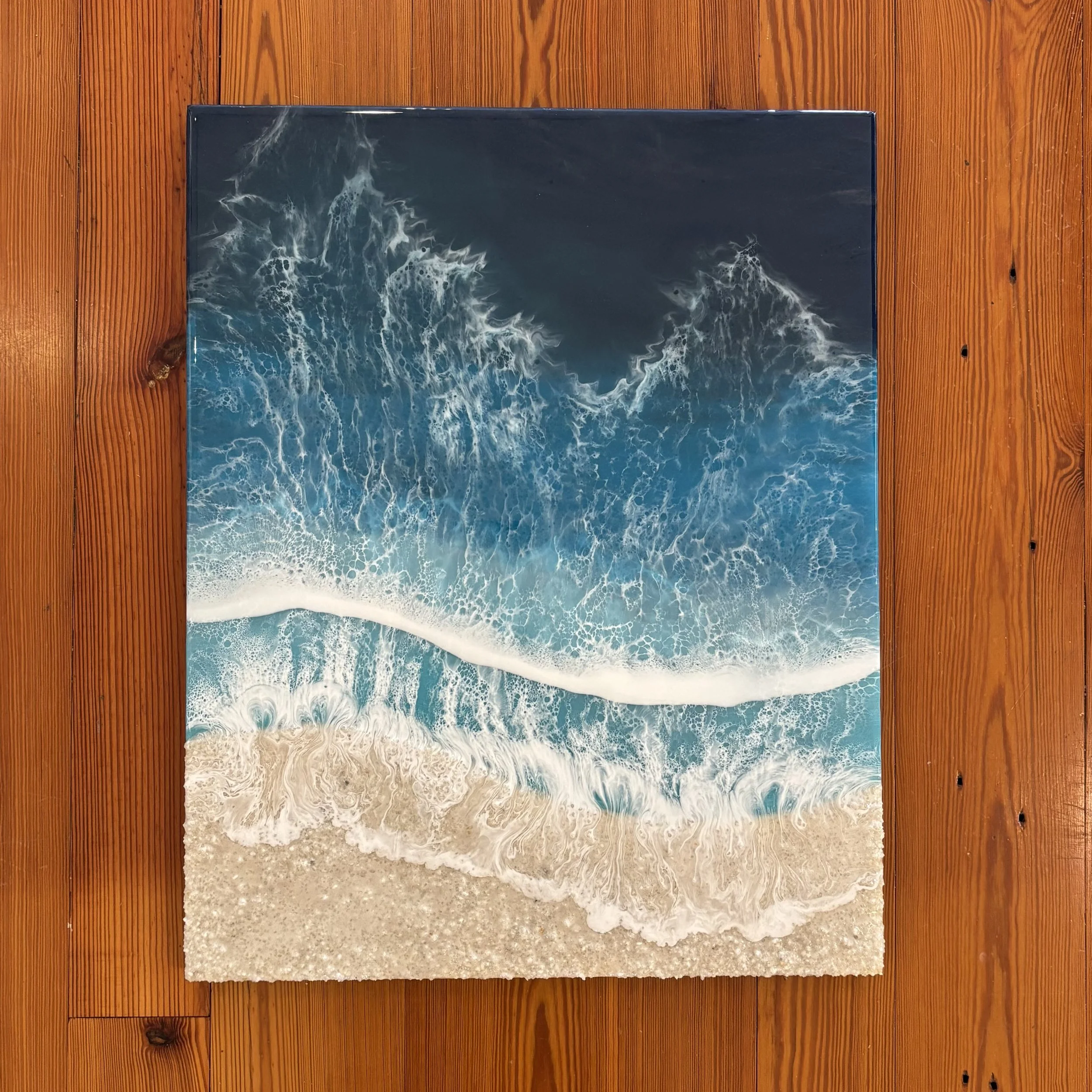 "Cresting Wave", original epoxy resin on panel, 16"x20", $450.00