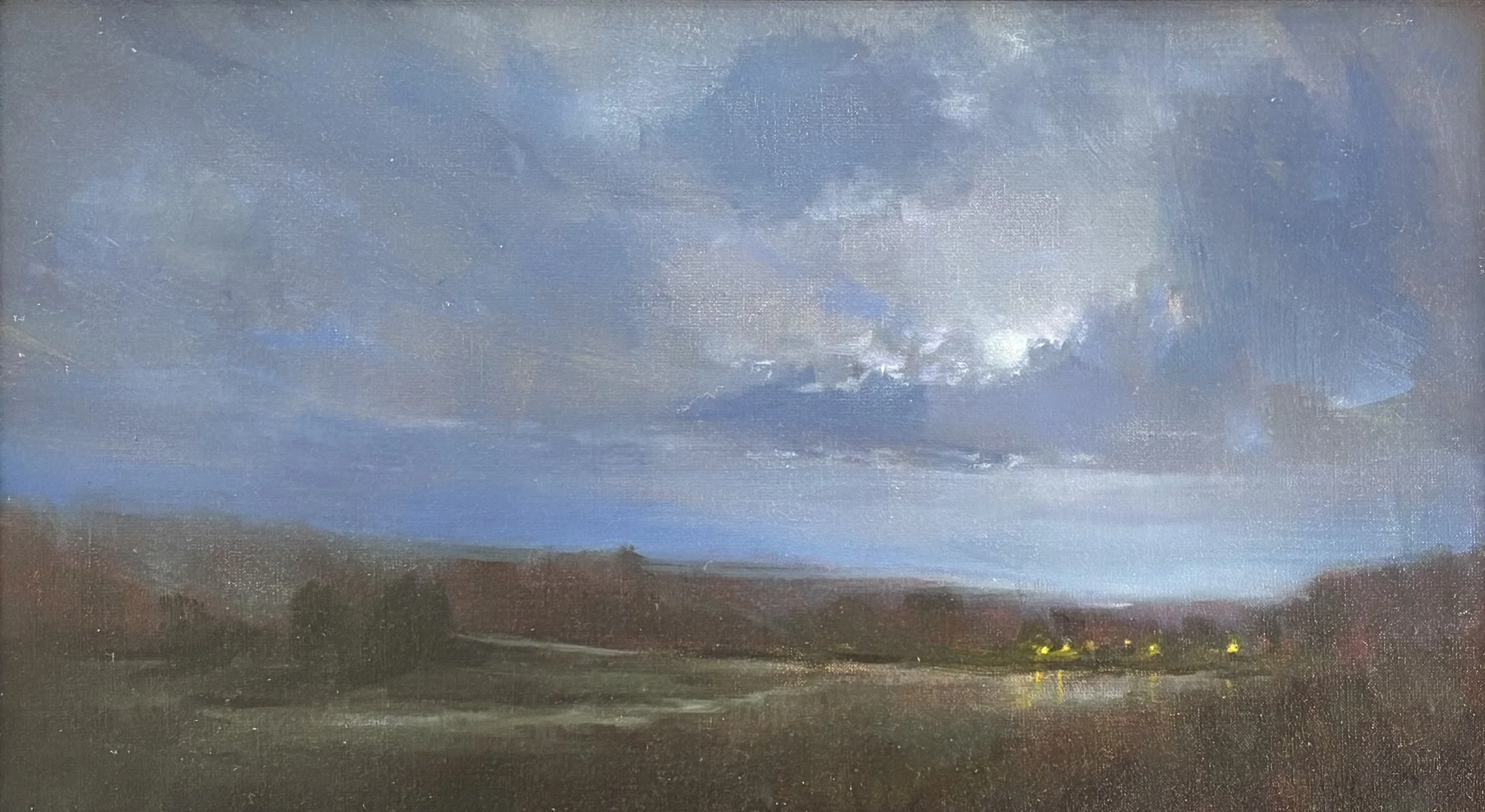 "Hidden Moon" original oil, outside dimensions 10"x17.5", $900.00