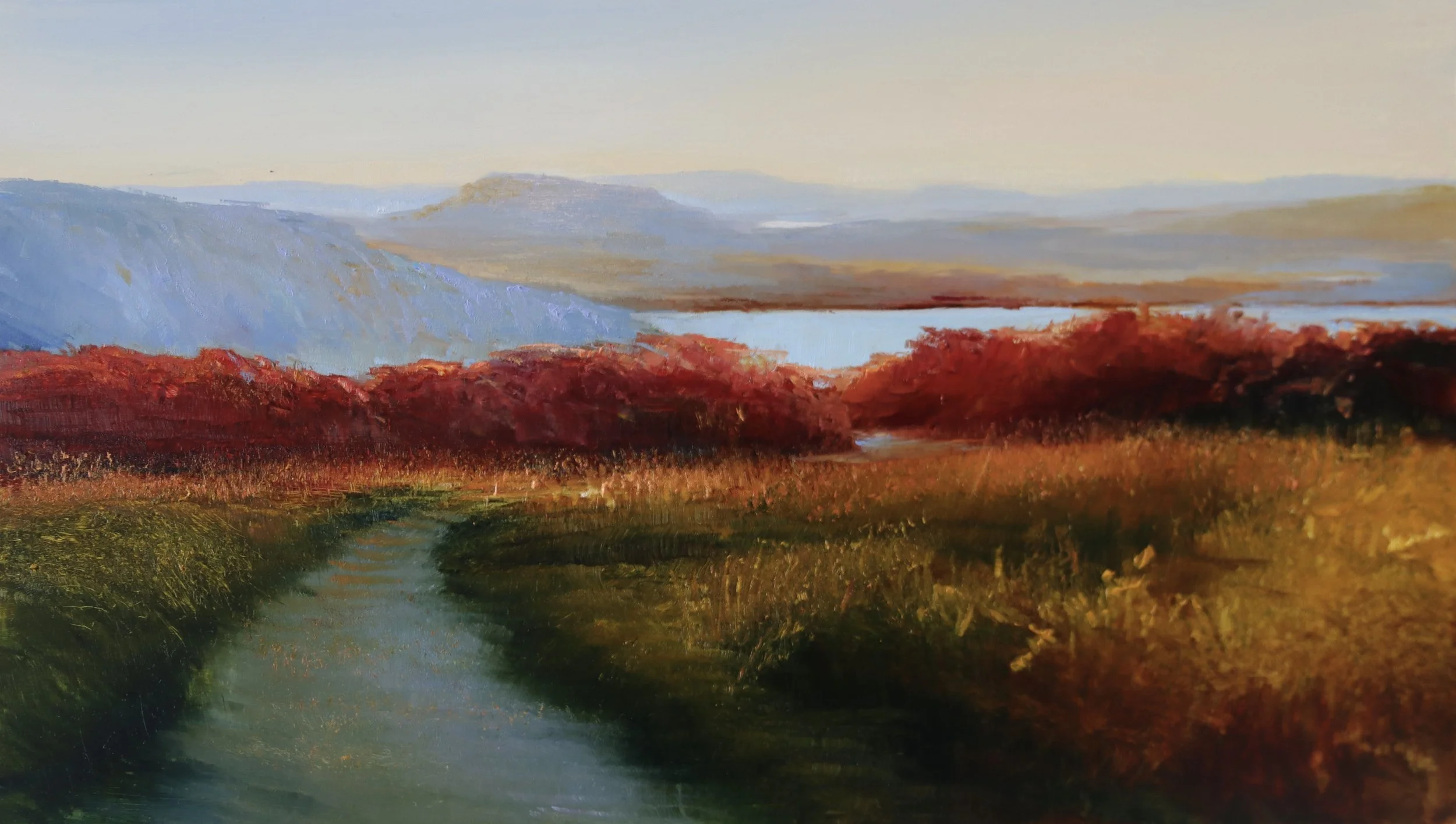 "October Glow", original oil on aluminum, 12"x7", $800.00