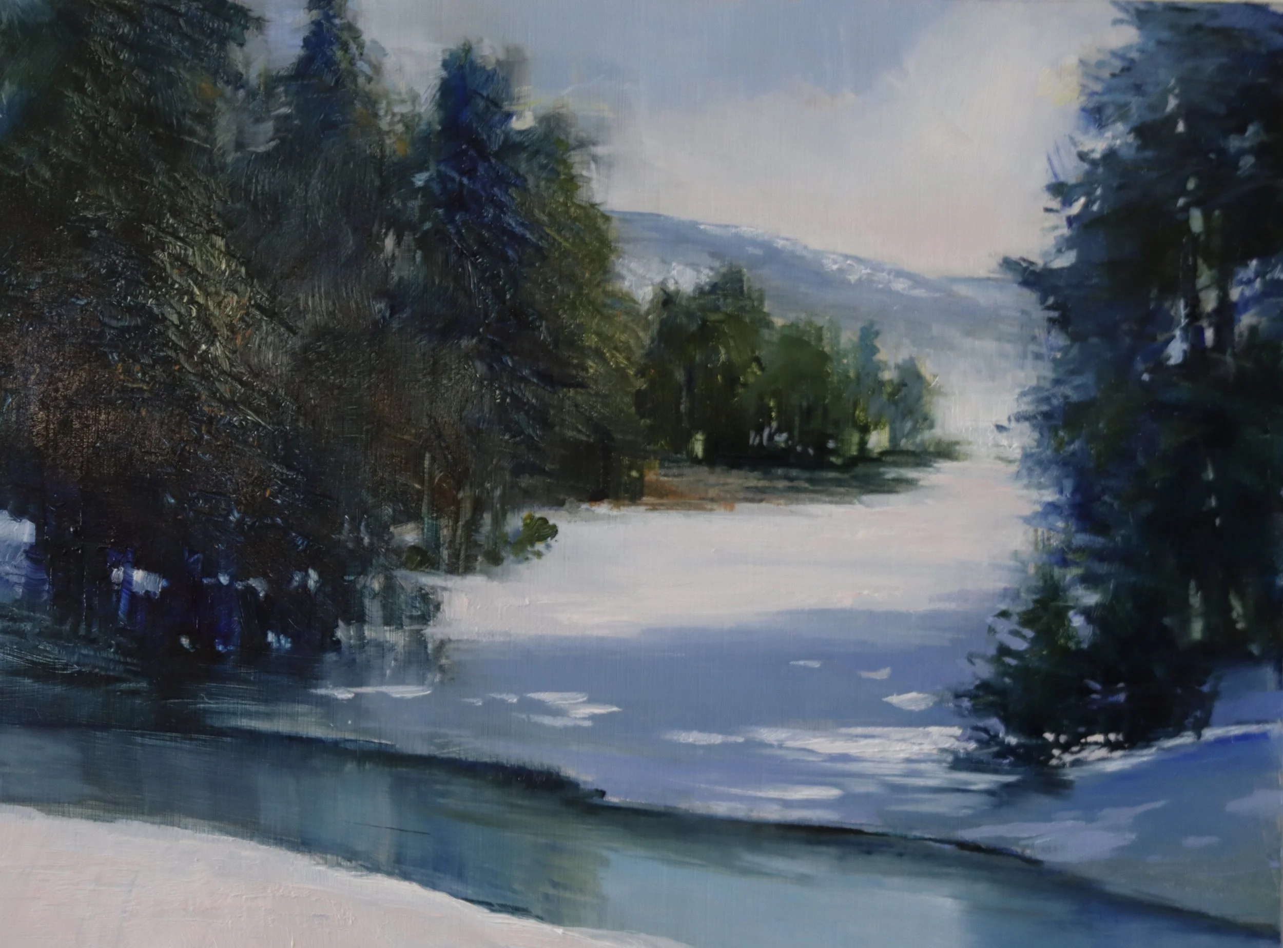 "Winter Light", original oil on aluminum, 6"x8", $550.00-SOLD