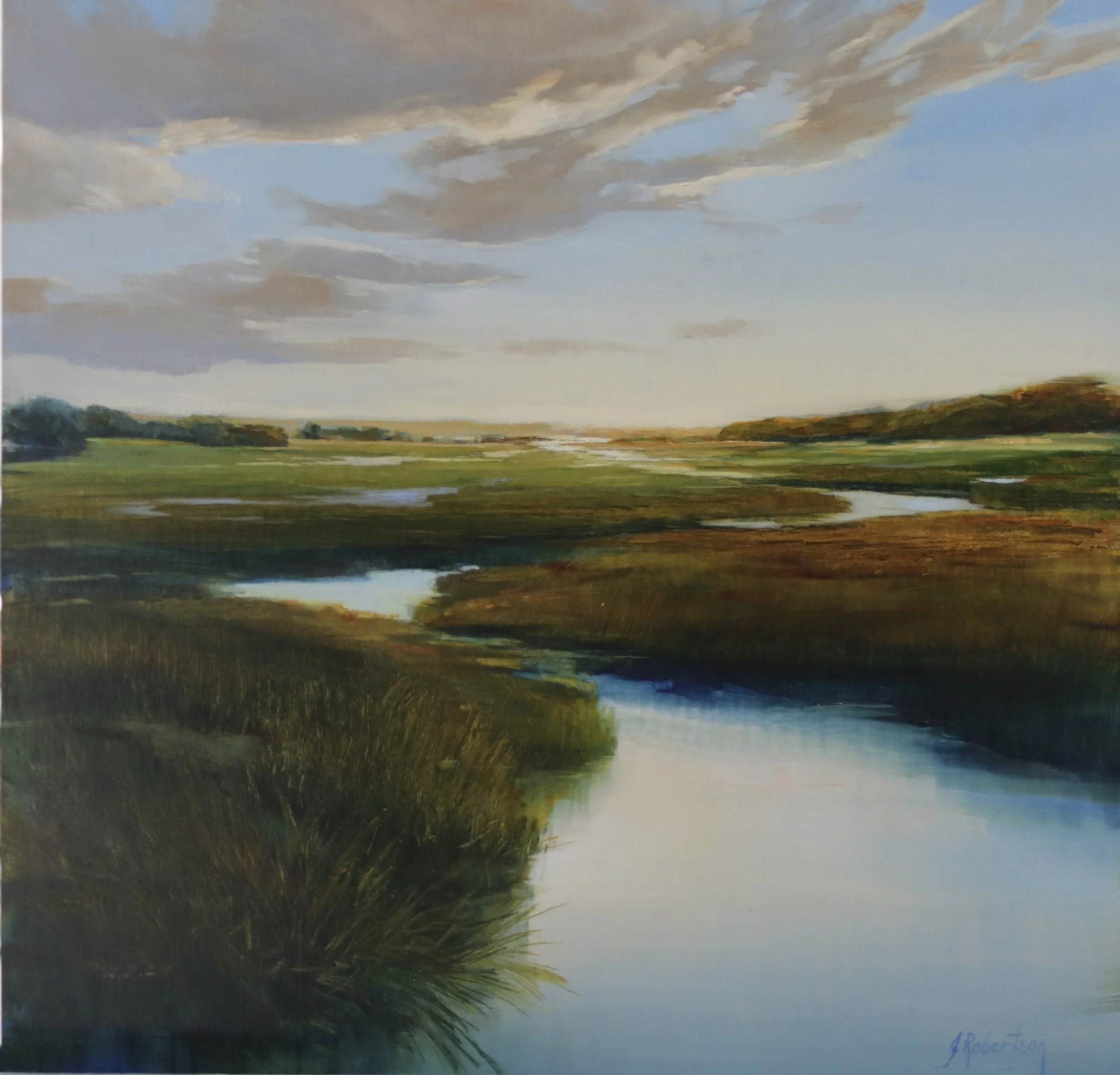 "Meandering II" original oil on aluminum, 12"x12", $1200.00