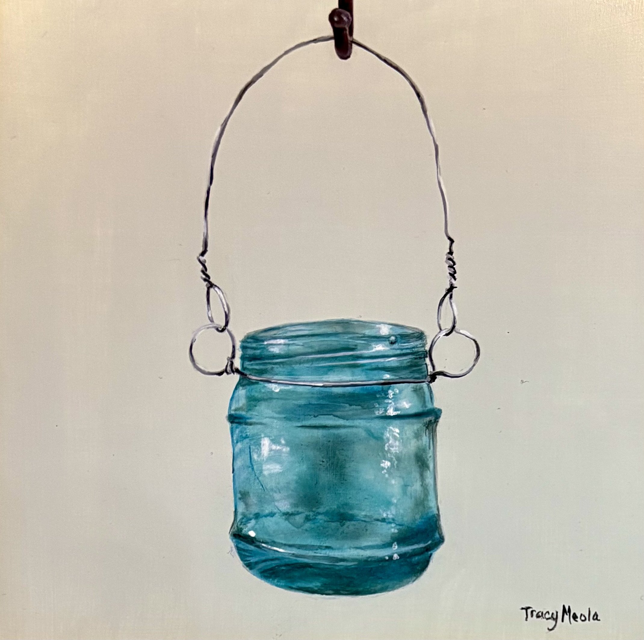 "Hanging Glass Jar" original oil, 8"x8", $350.00