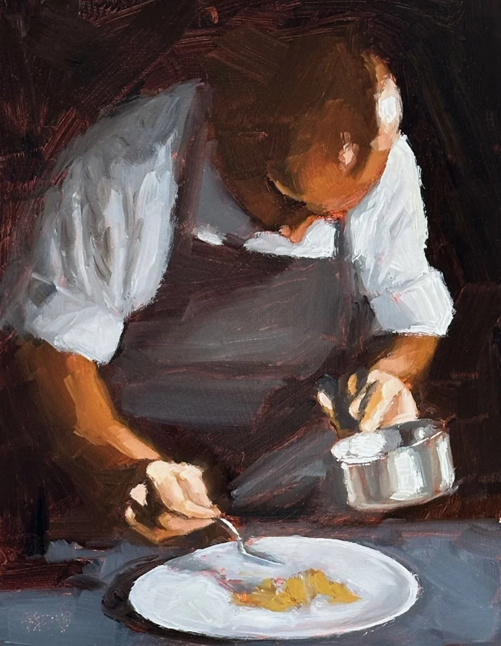 "Le Saucier", original oil, 11"x14", $2300.00