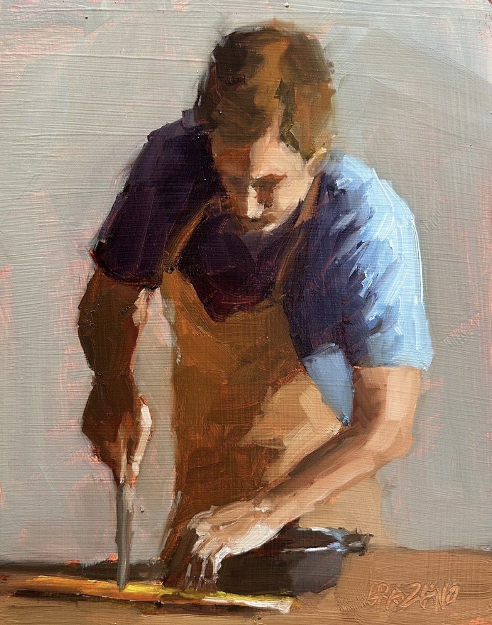 "Chopping" original oil, 8"x10", $1200.00