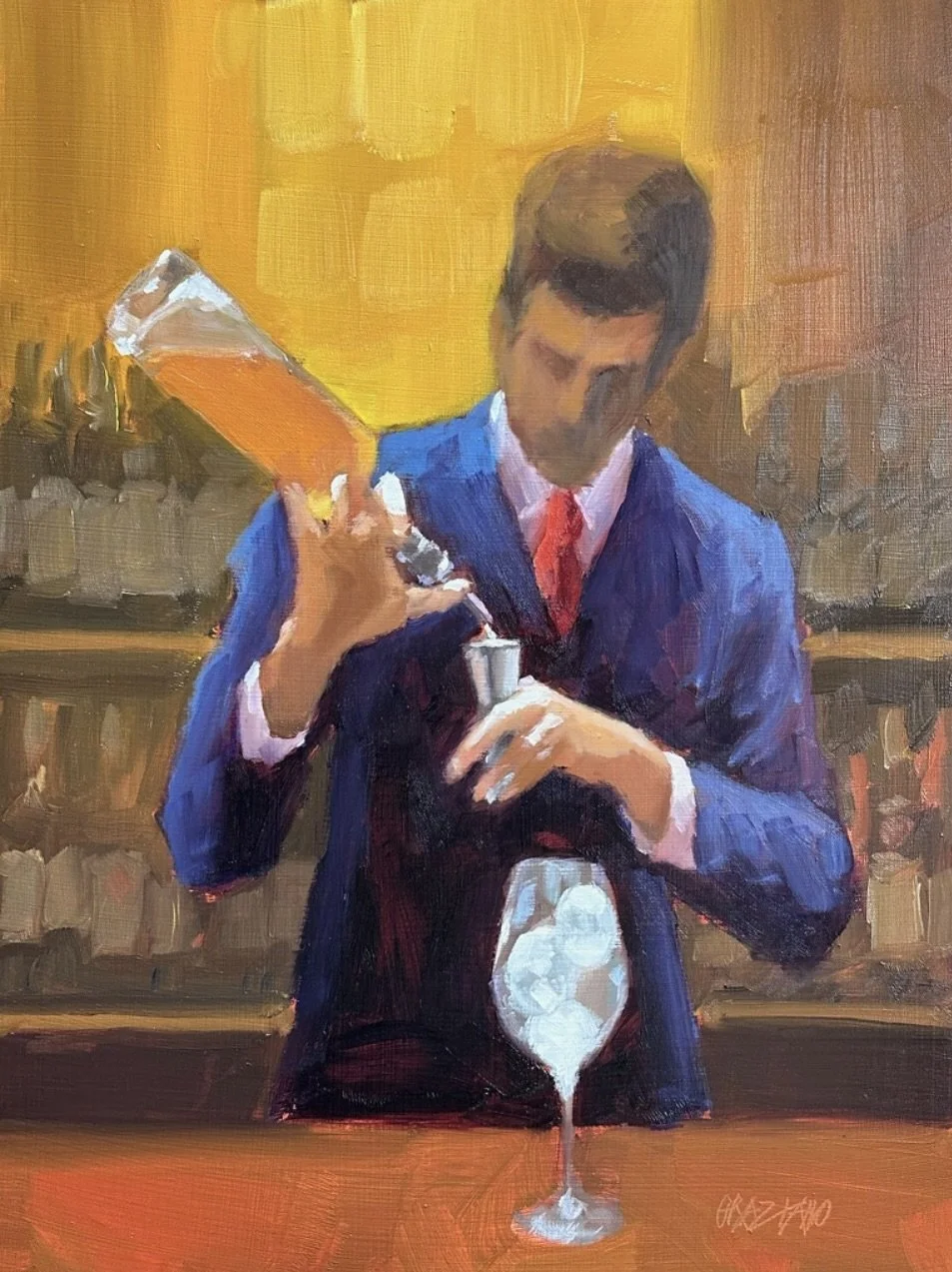 "Signature Cocktail" original oil, 12"x16", $2800.00