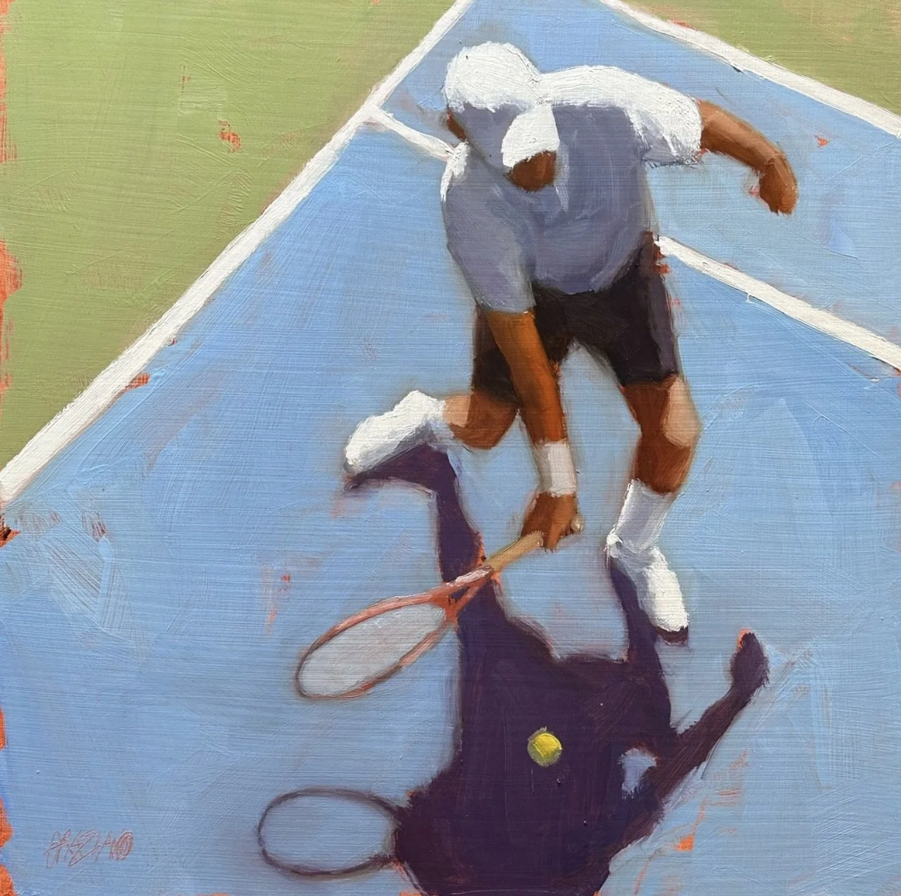 "Groundstroke" original oil, 12"x12", $2200.00