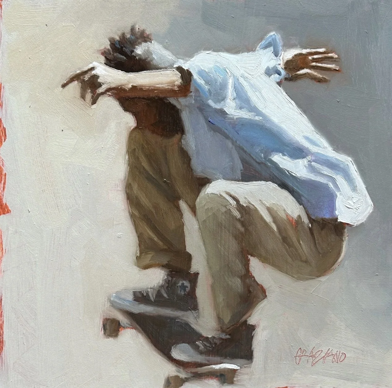 "Street Skater" original oil, 8"x8", $1000.00