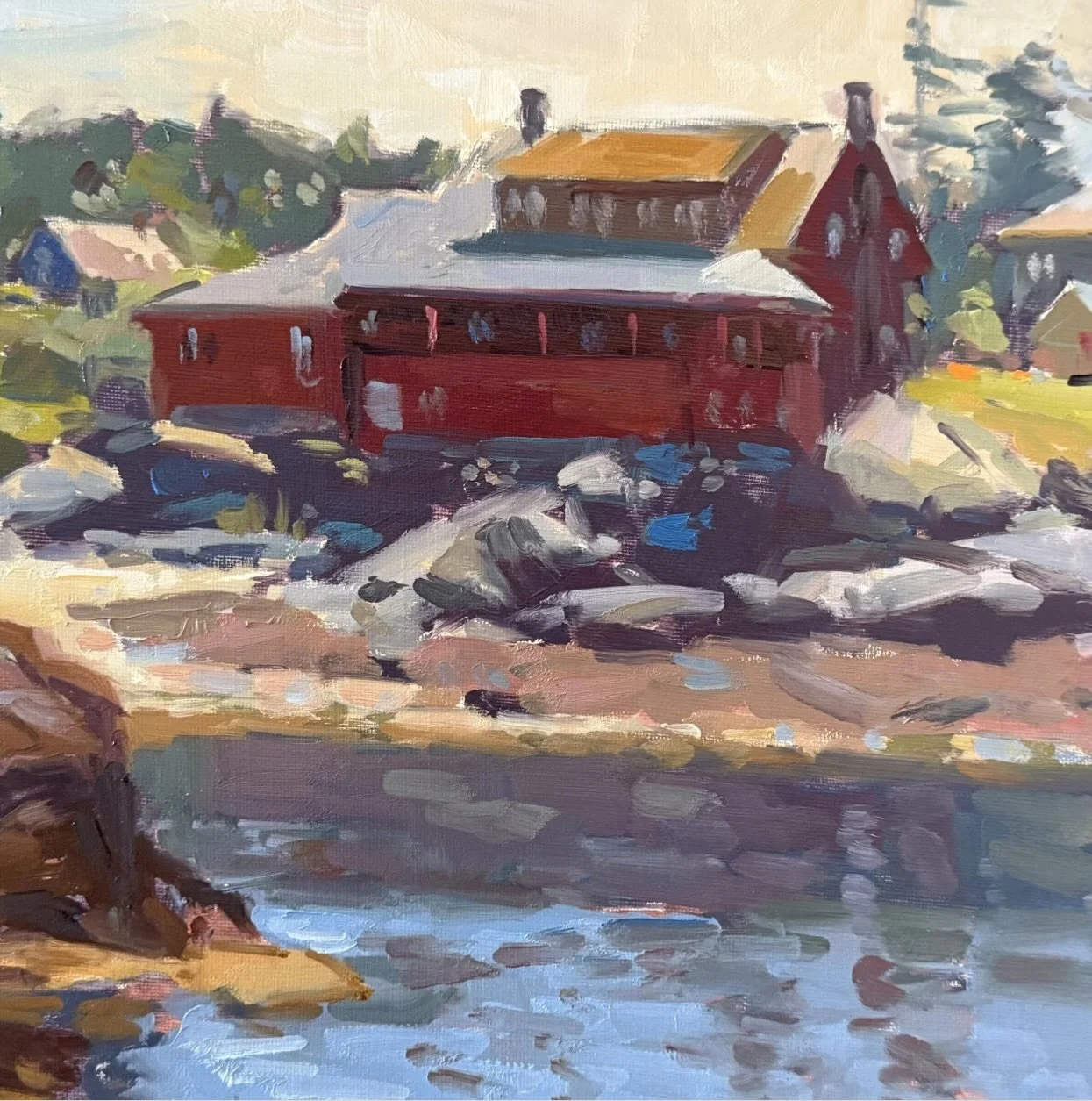"Red House" original oil, 9"x12", $1100.00