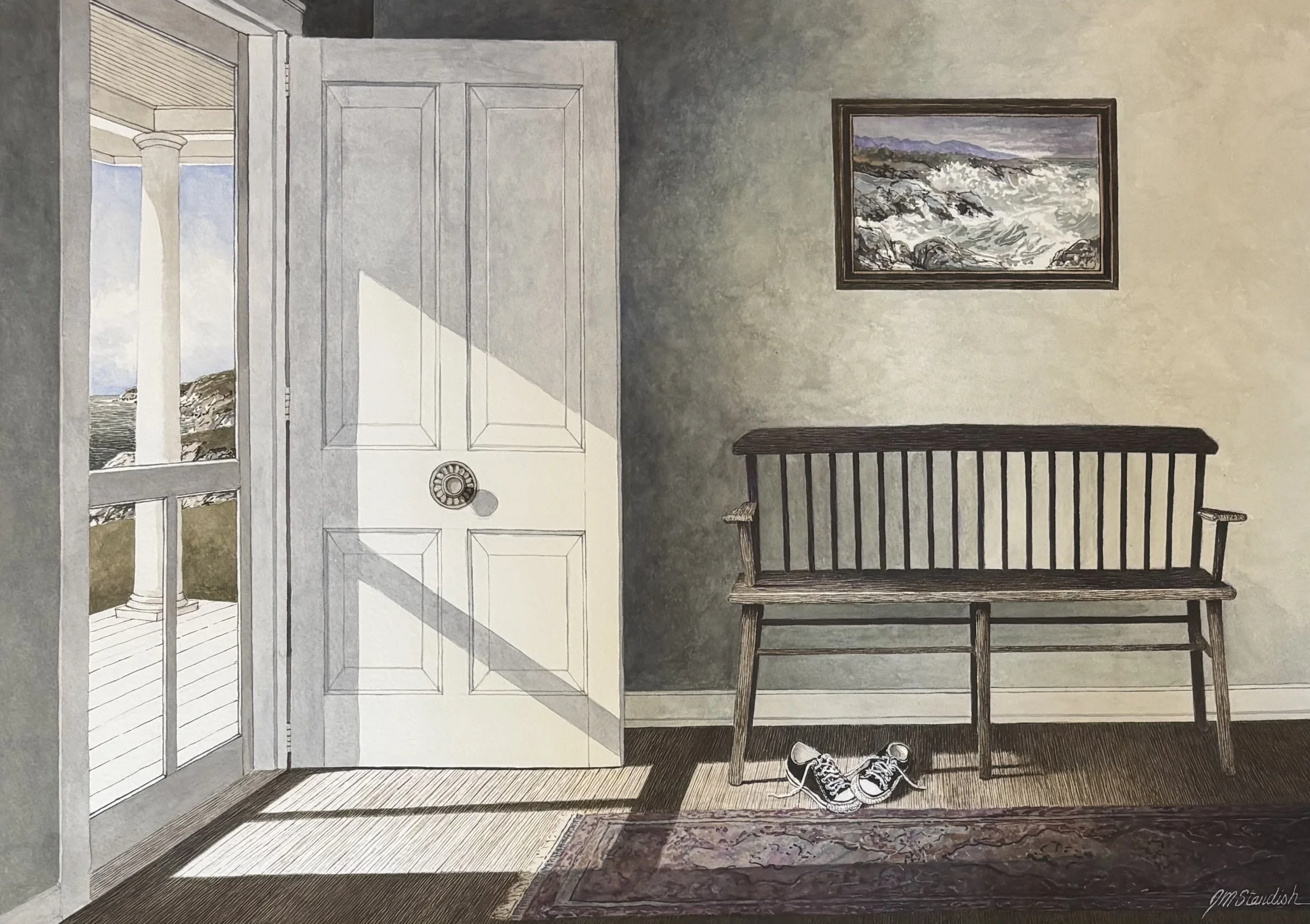 "Chuck's House" original watercolor, outside dimensions 27.5"x34.5", $4000.00 