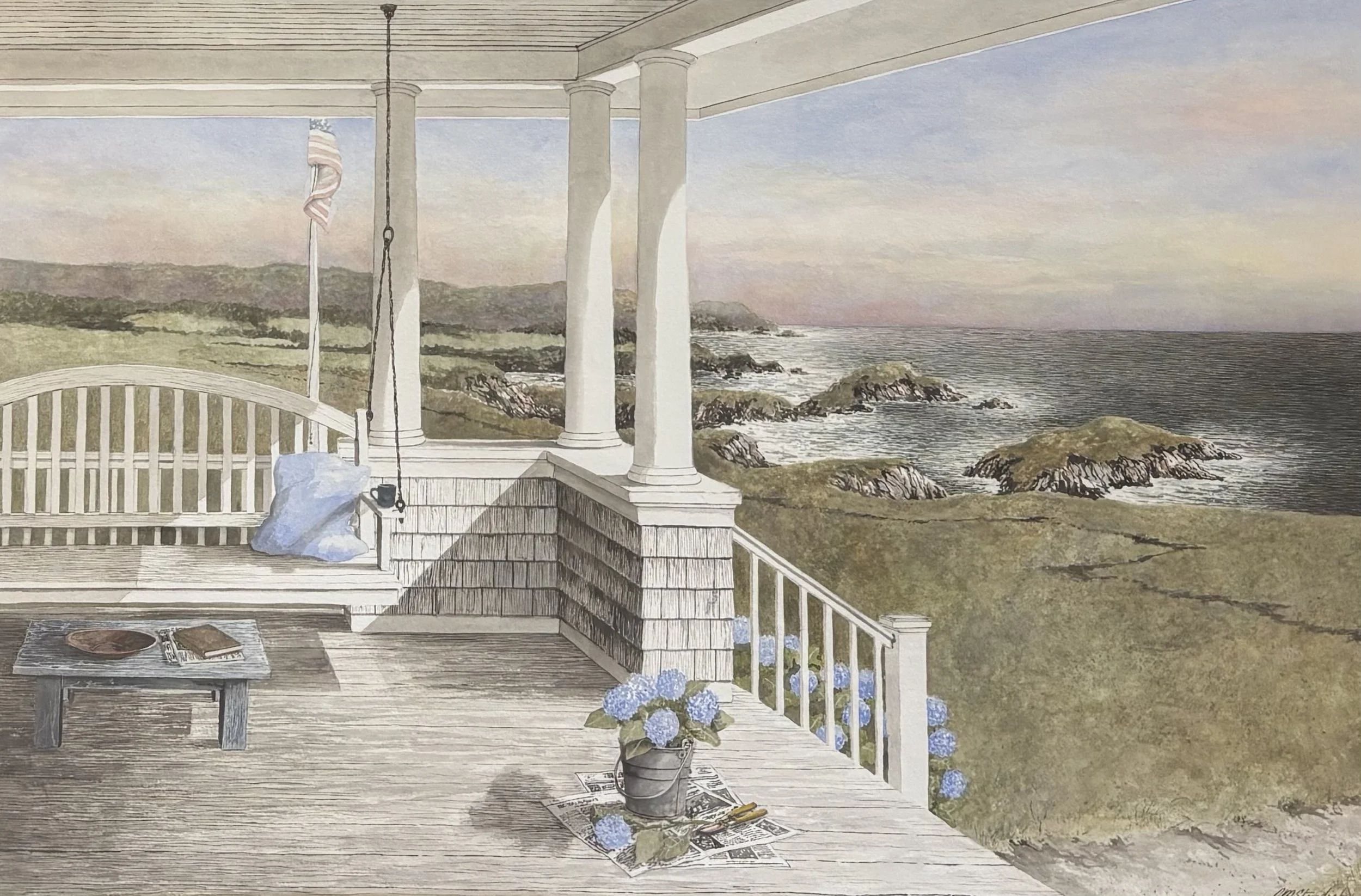 "A Summer Story" original watercolor, outside dimensions 27.5"x36.5", $4200.00 