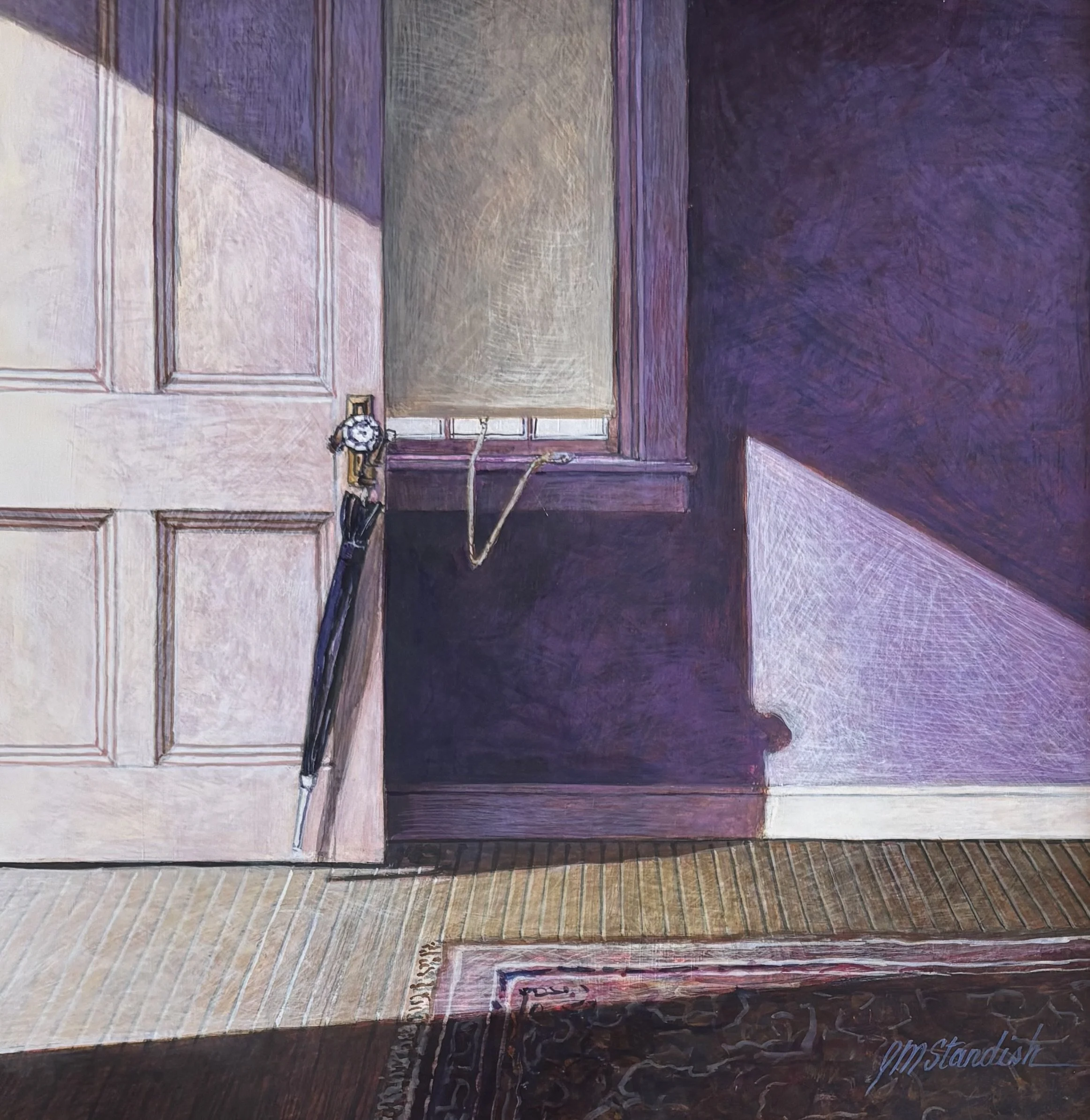 "No Need" original egg tempera, outside dimensions 15.5"x15.5", $950.00 