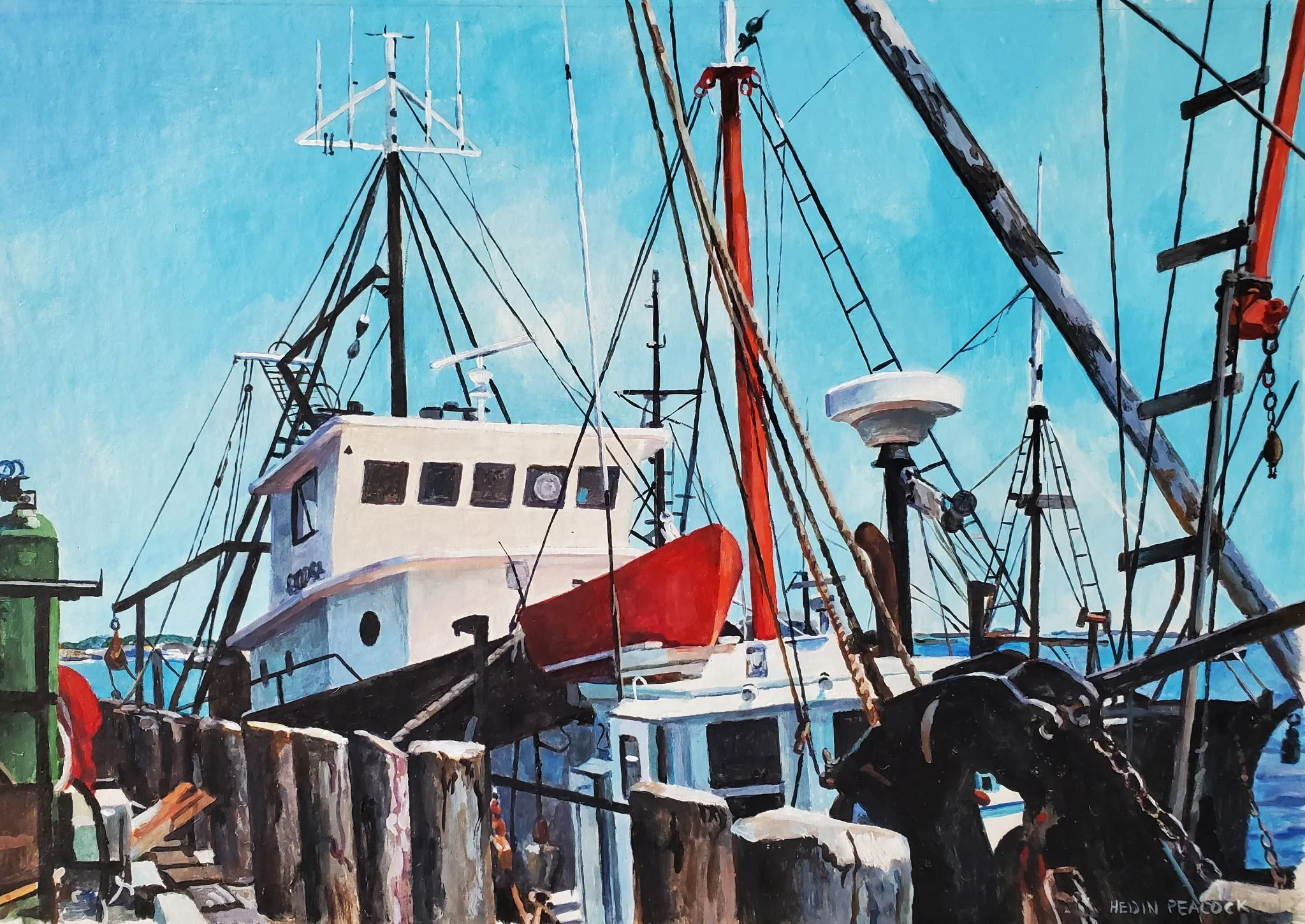 "The Wheel House", original acrylic, outside dimensions 9.5"x13.5", $695.00