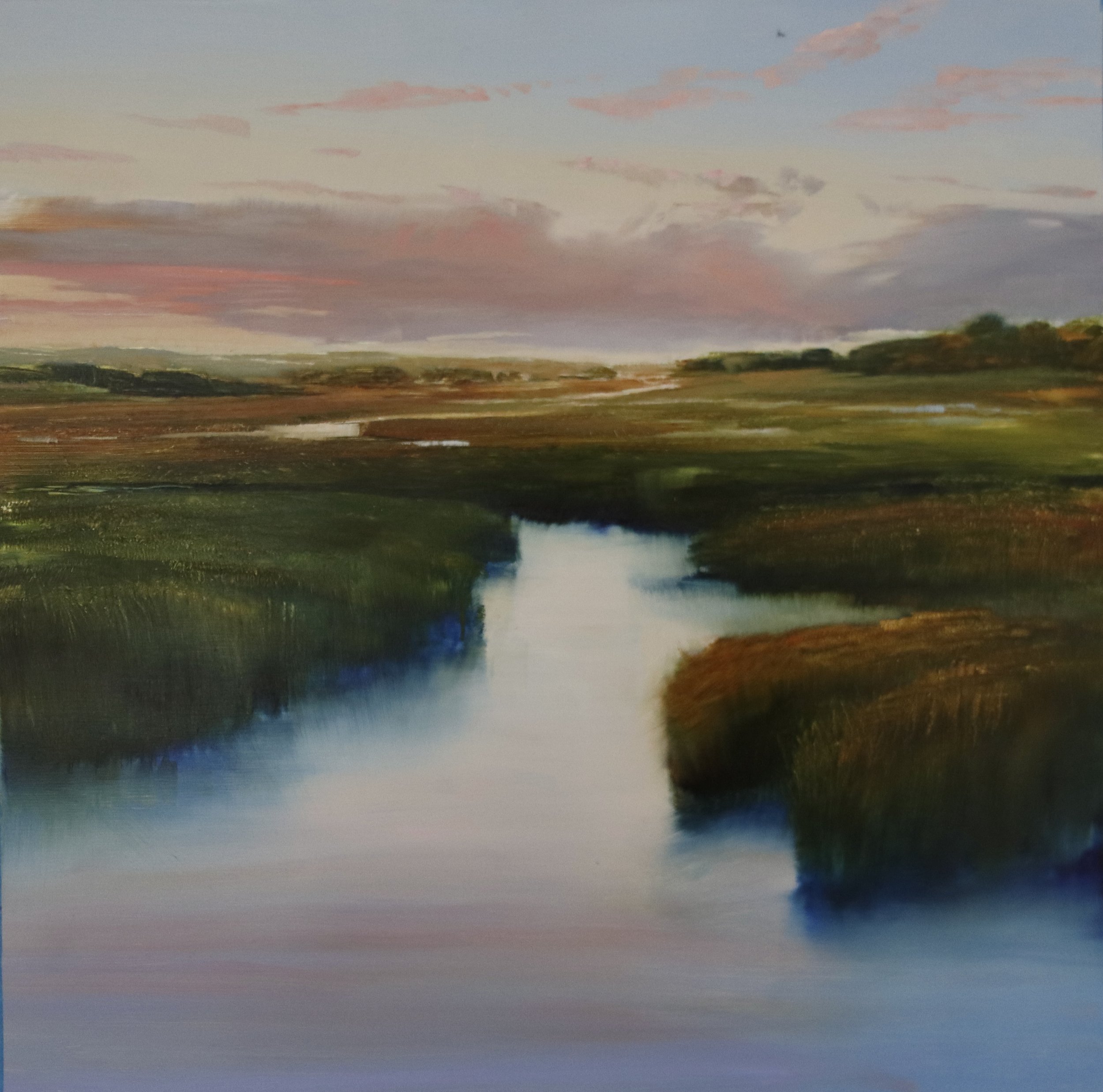 "Crimson Light" original oil on aluminum, 12"x12", $1200.00