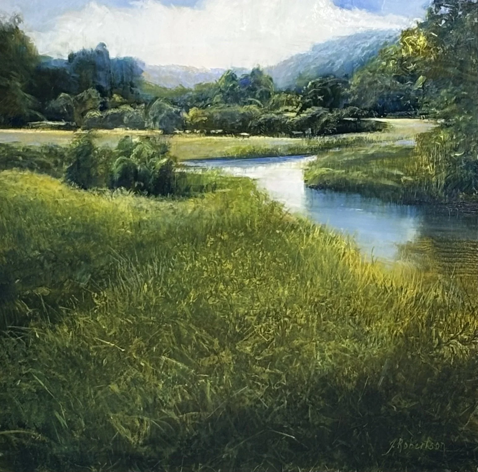 "Verdant Meadow" original oil on aluminum, 12"x12", $1200.00