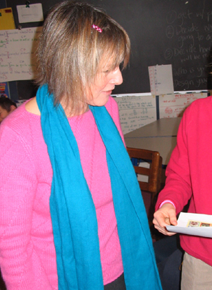 Listening to a student at the Advent School in Boston.