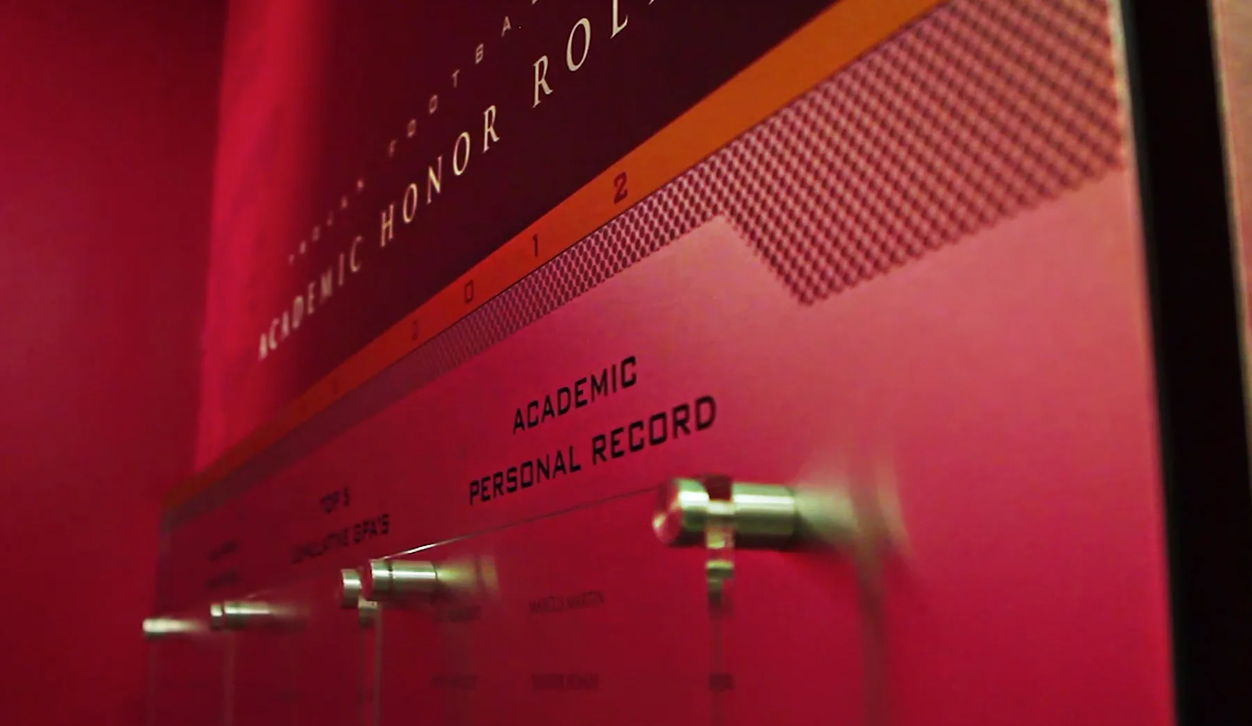 John McKay Center installation image: Academic Honor Roll display detail