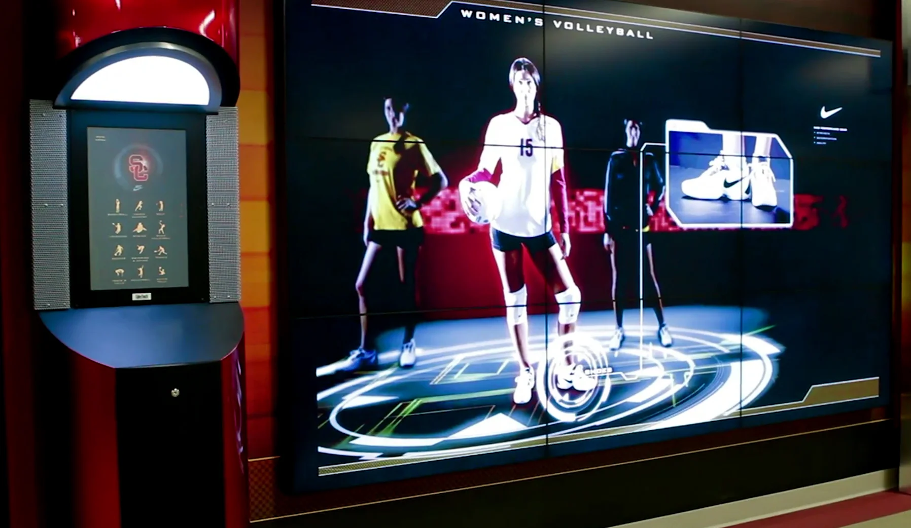 John McKay Center installation image: Interactive Nike Wall tablet UI design