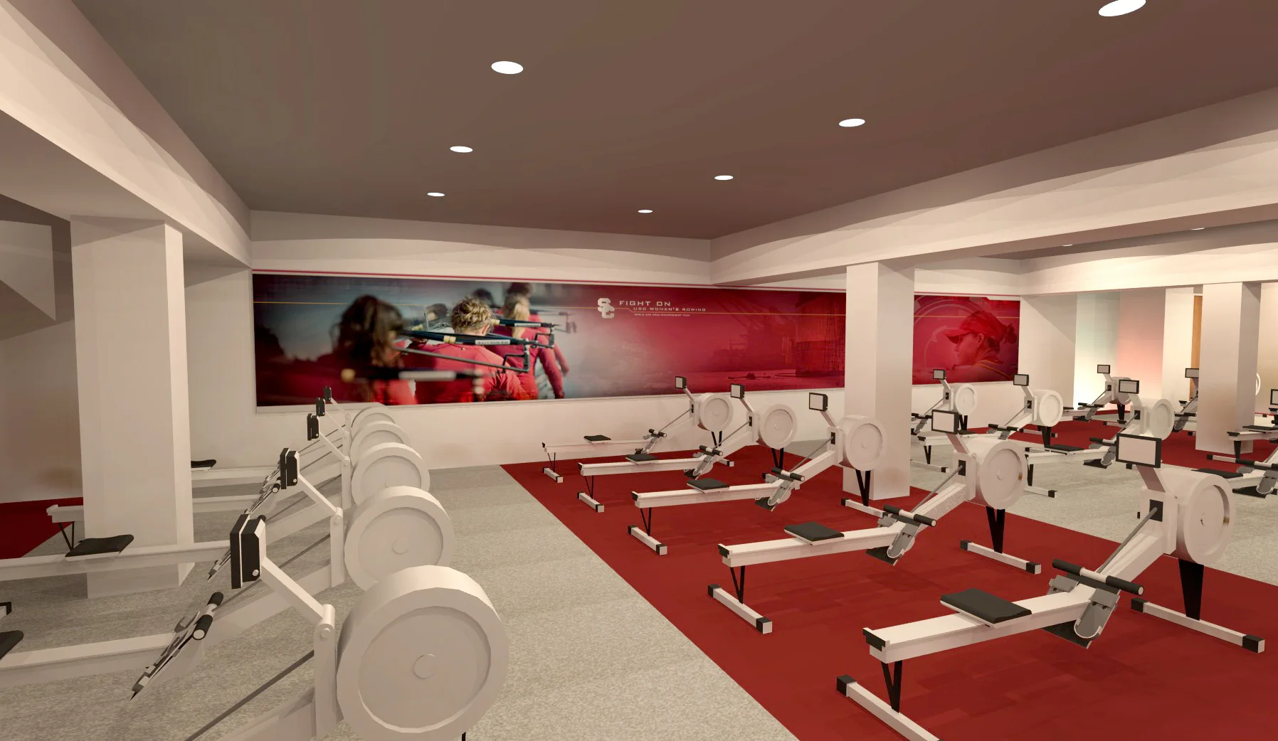 Heritage Hall concept rendering: Rowing training room mural