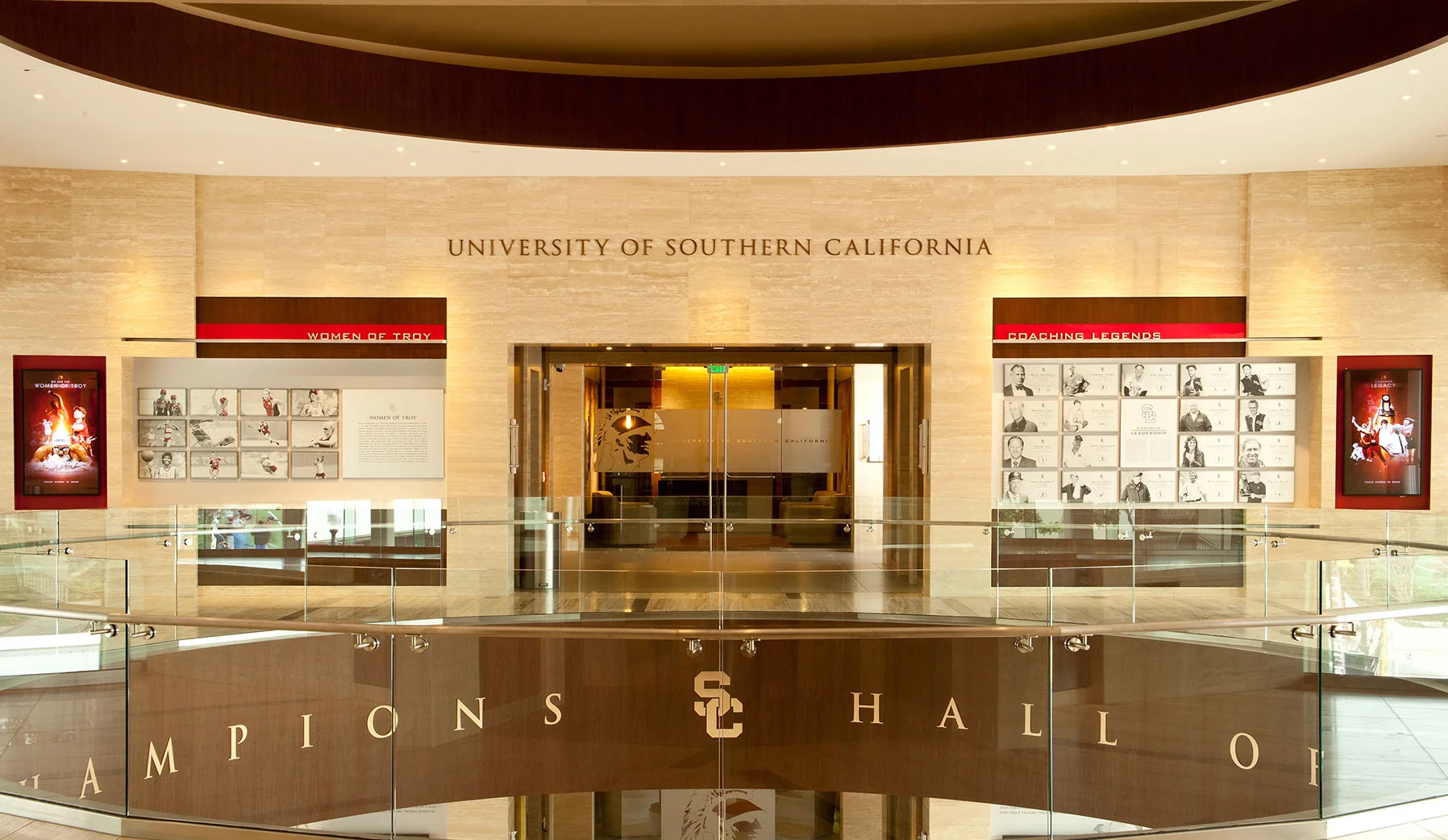 Heritage Hall Installation image: Women of Troy and Coaching Legends displays