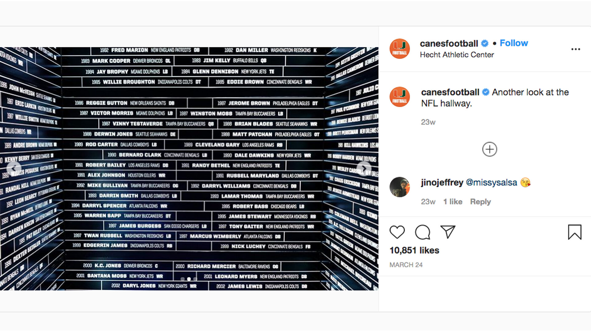 Comprehensive NFL display (Photo by Miami Football via Instagram) 