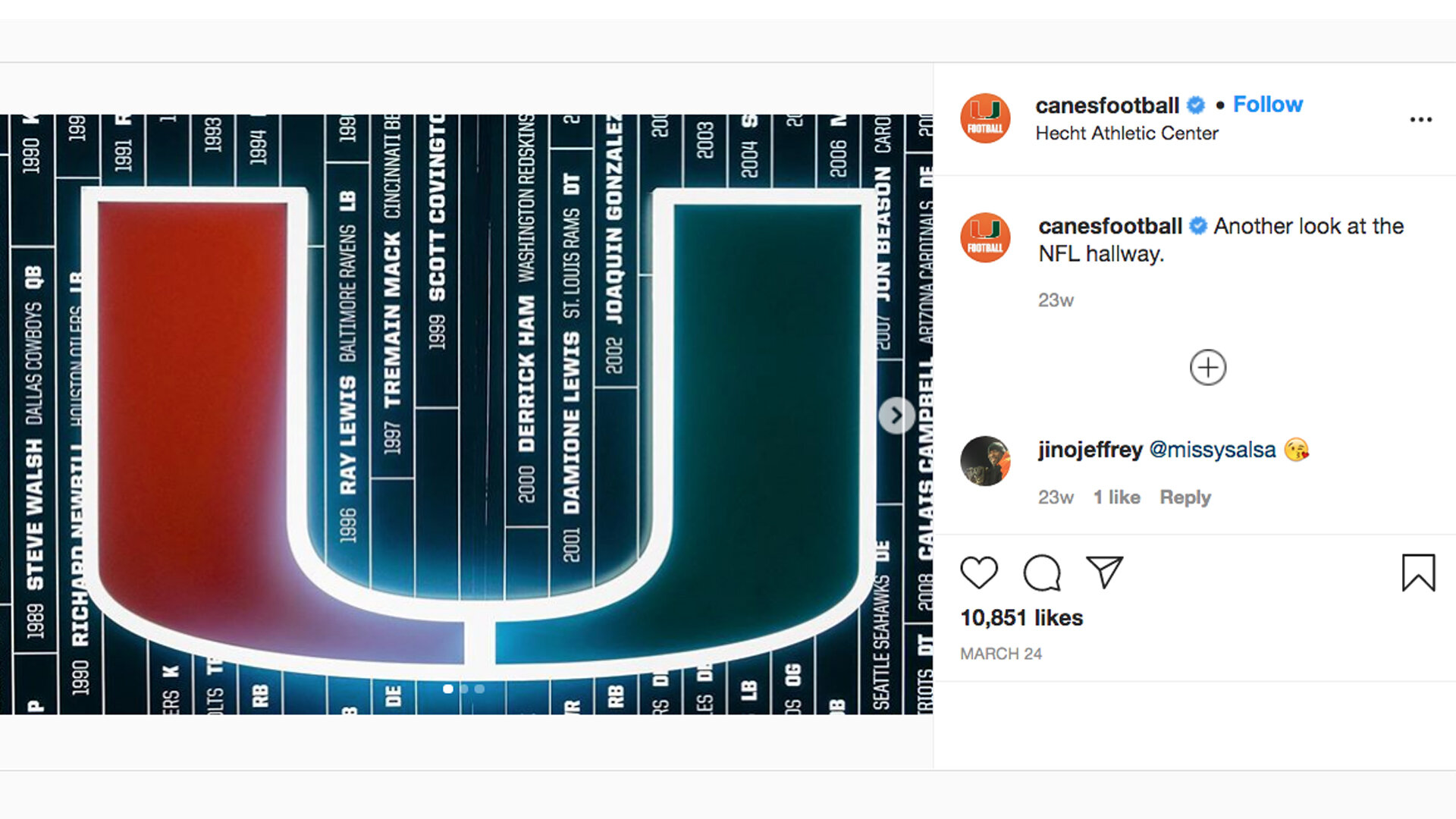  Comprehensive NFL display (Photo by Miami Football via Instagram) 
