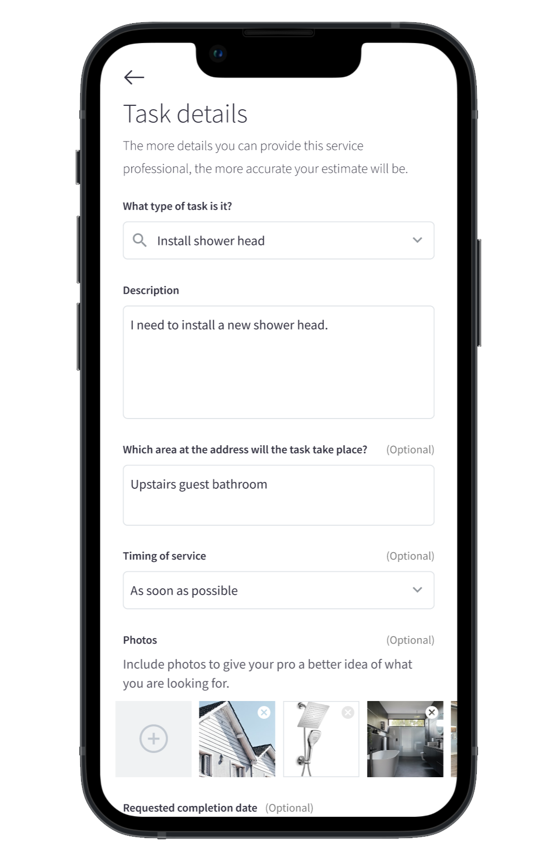 Consumer sends task request to a contractor
