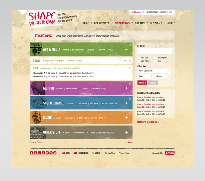 Active discussions page.
